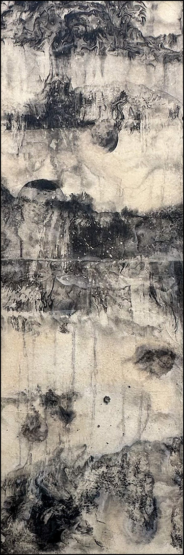 Descending Moons (2023): 36 x 12 inches