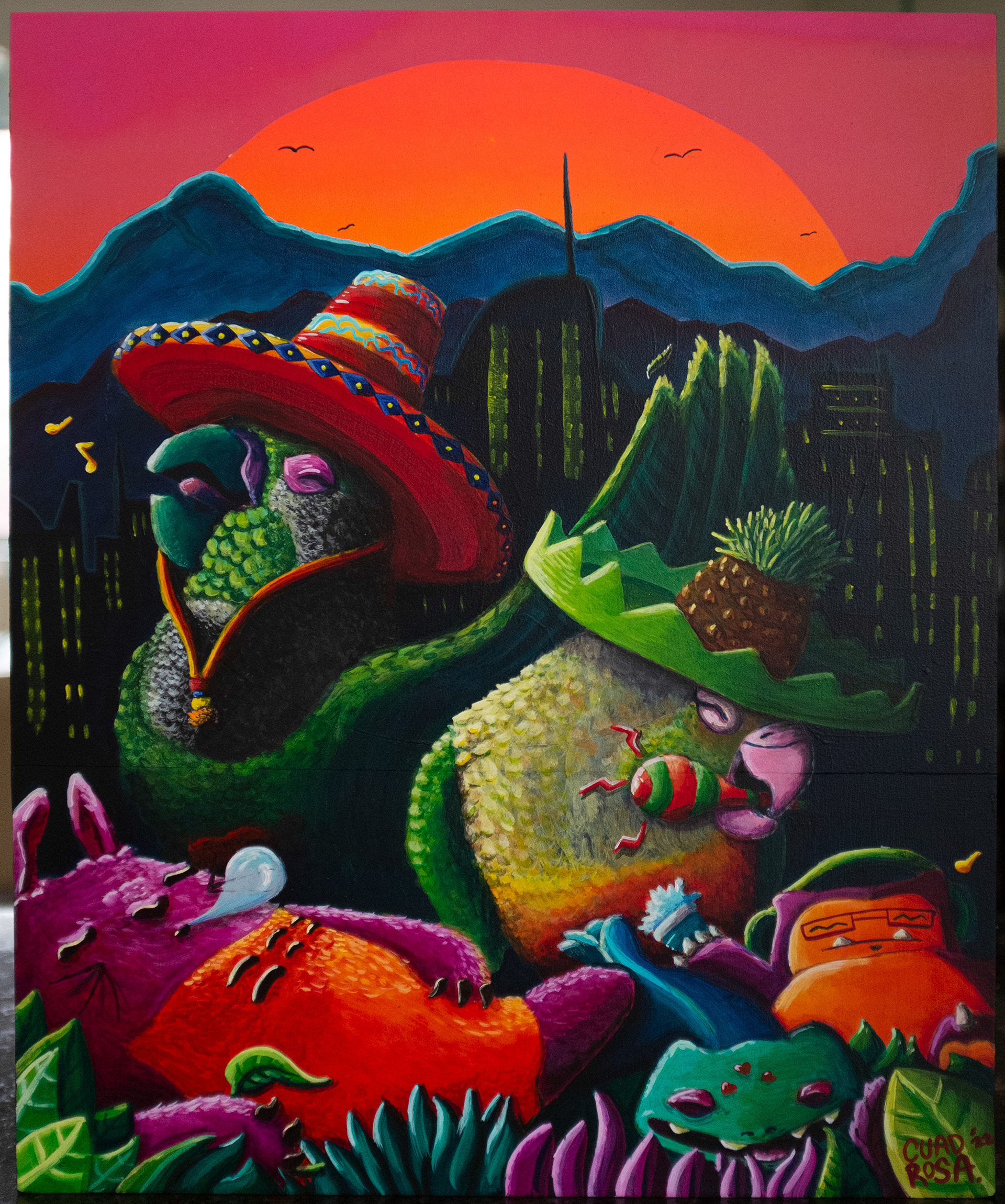 Luna and Benny, 16"x20", Acrylic on wood panel
