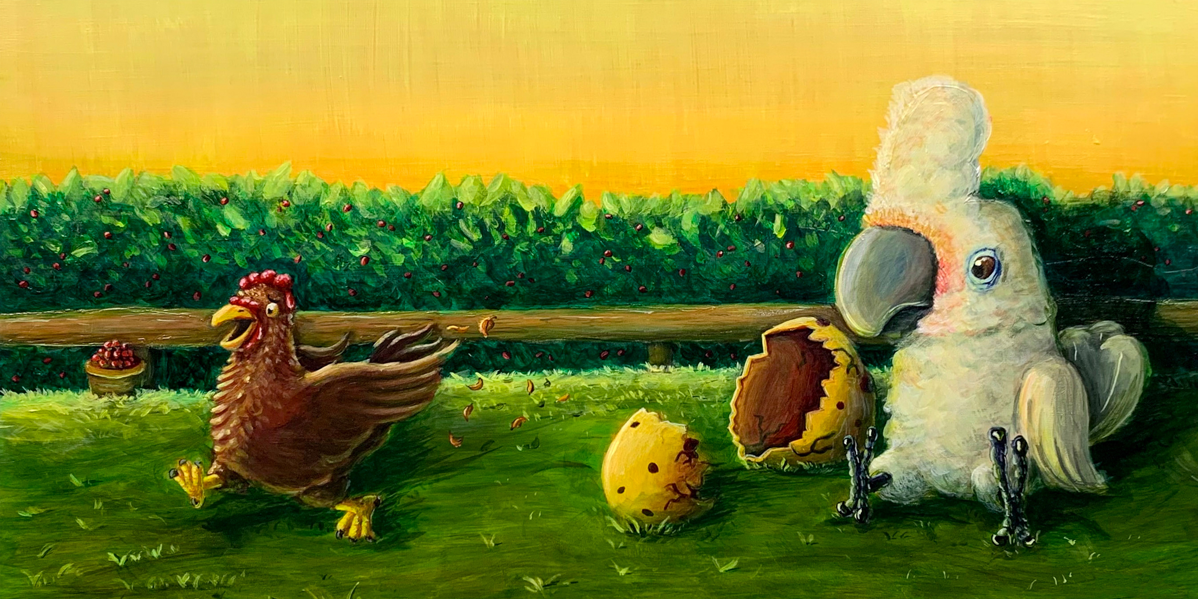 Jasper Hatches, 20"x10", Acrylic on wood