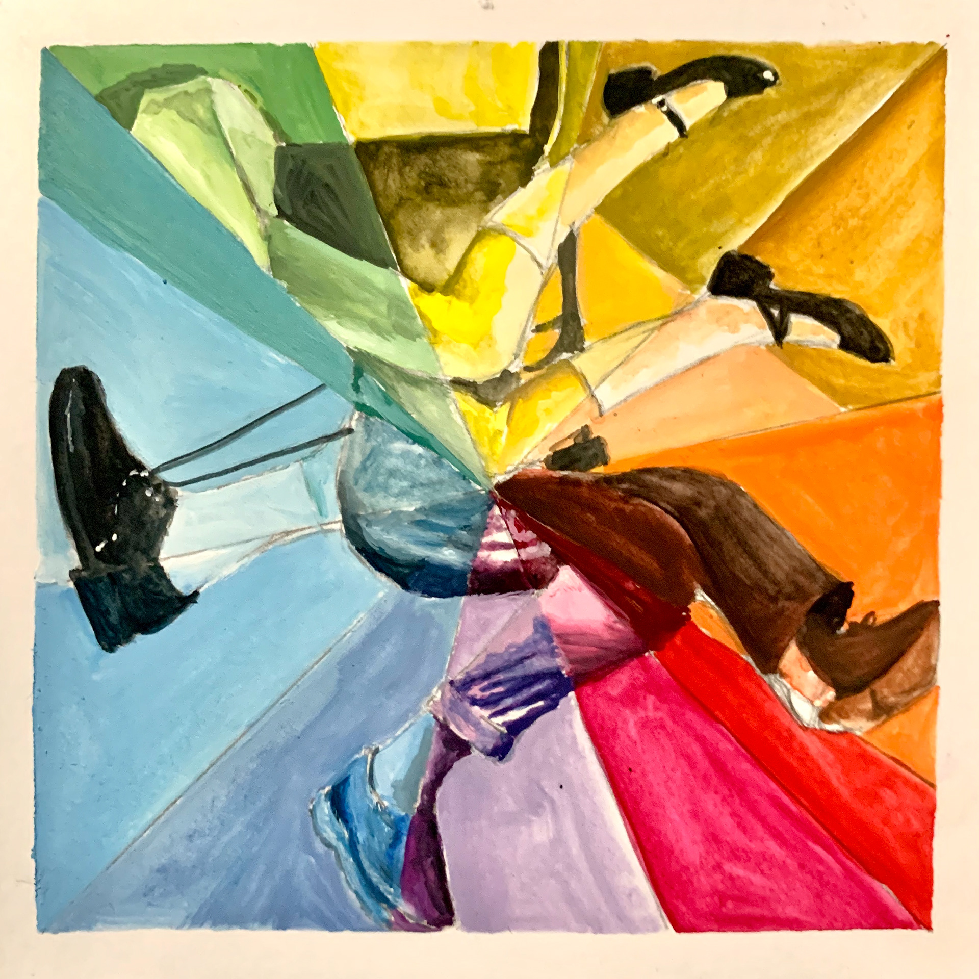 showing all primary, secondary, and tertiary; gouache colors in the color wheel