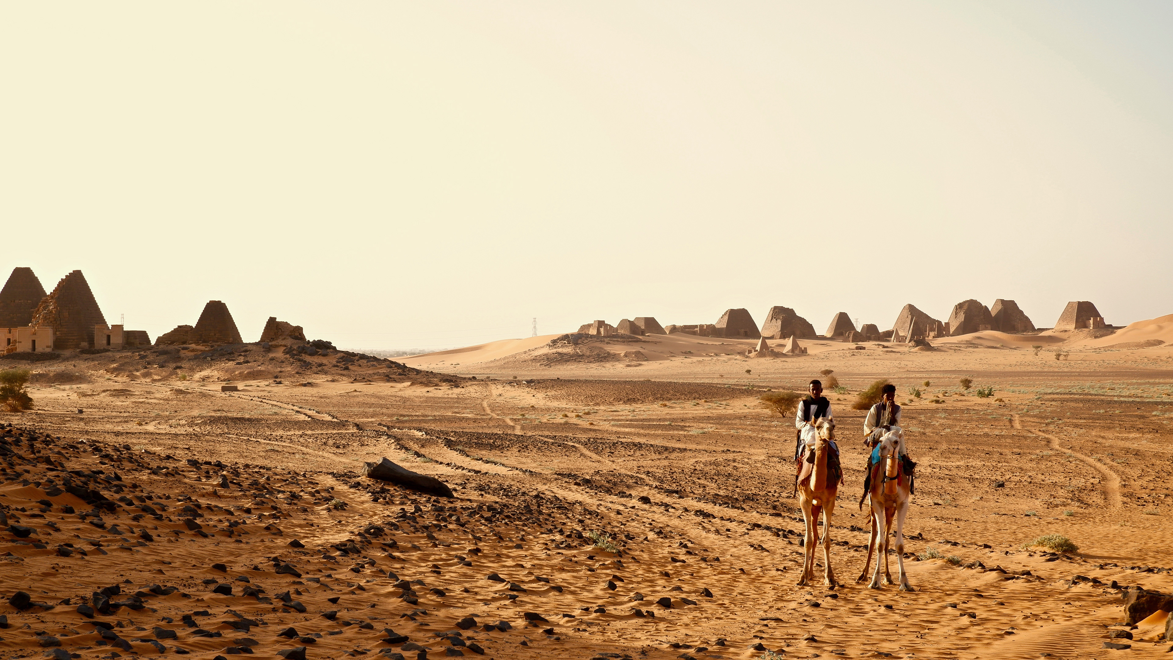 Meroë was a large city in the ancient Kingdom of Kush. What remains of it now are approximately 200 pyramids in ruins