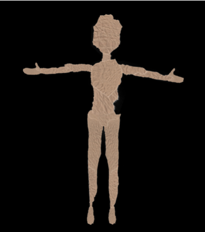 Woman in the Wall puppet made of torn paper
