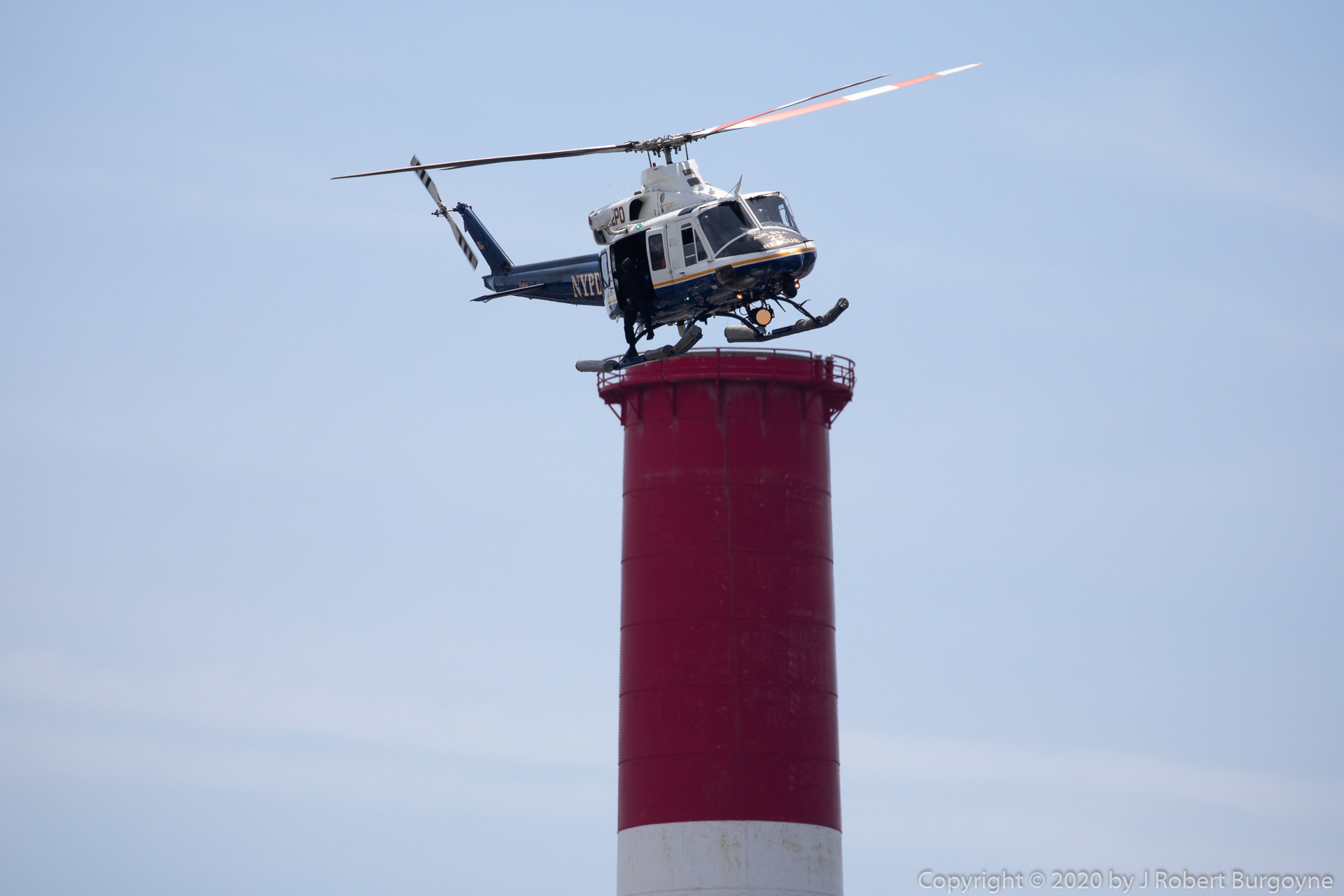 NYPD Helicopter Above Ravenswood Chimney - June 24, 2020