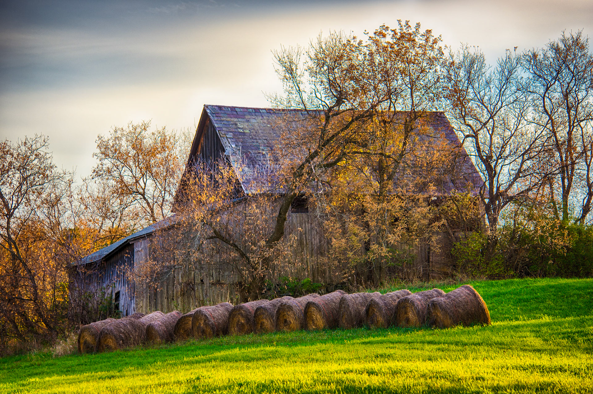 "Barn and Bales" --Bensen