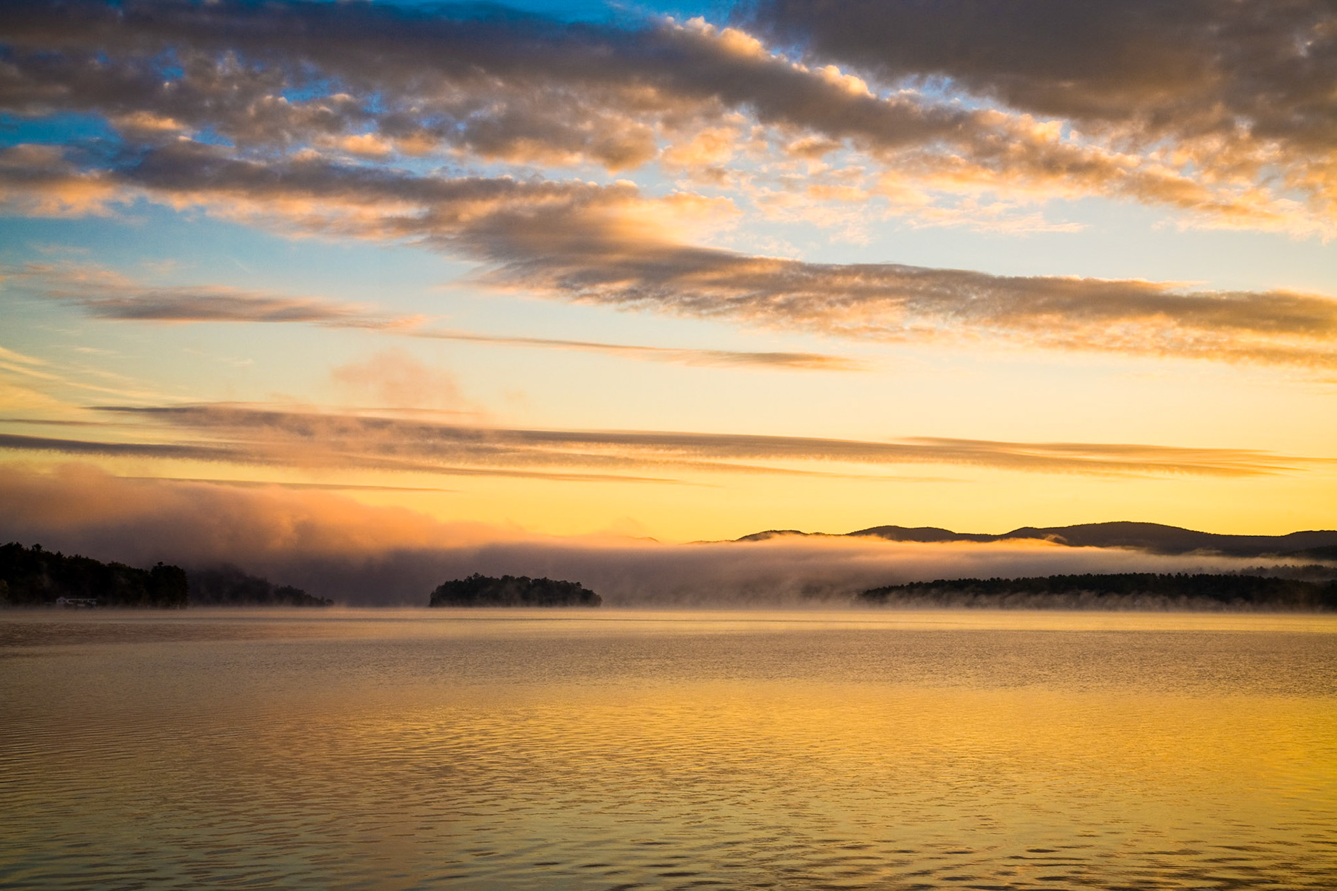 "Neshobe Island Sunrise" --Lake Bomoseen