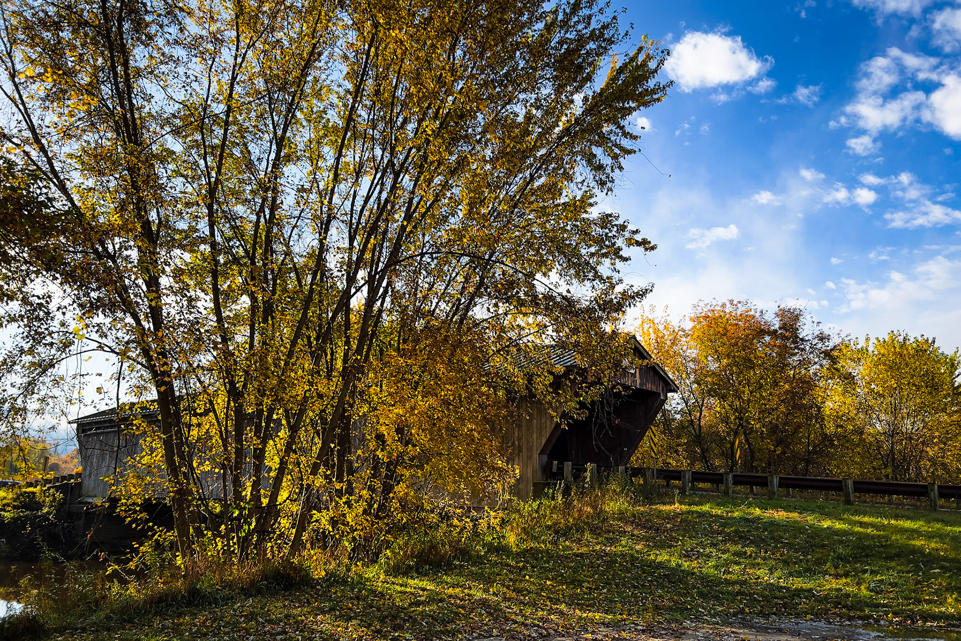 "Gorham Bridge Fall" --Pittsford