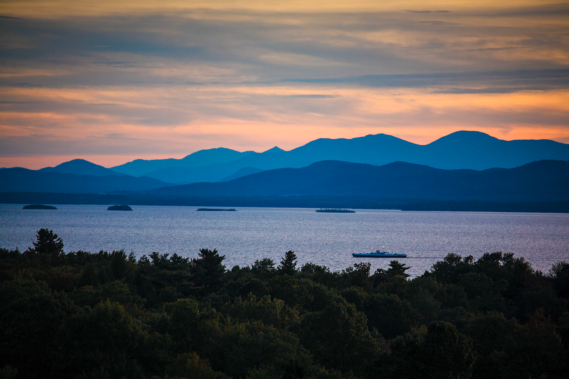 "Evening Crossing" --Lake Champlain, Winooski