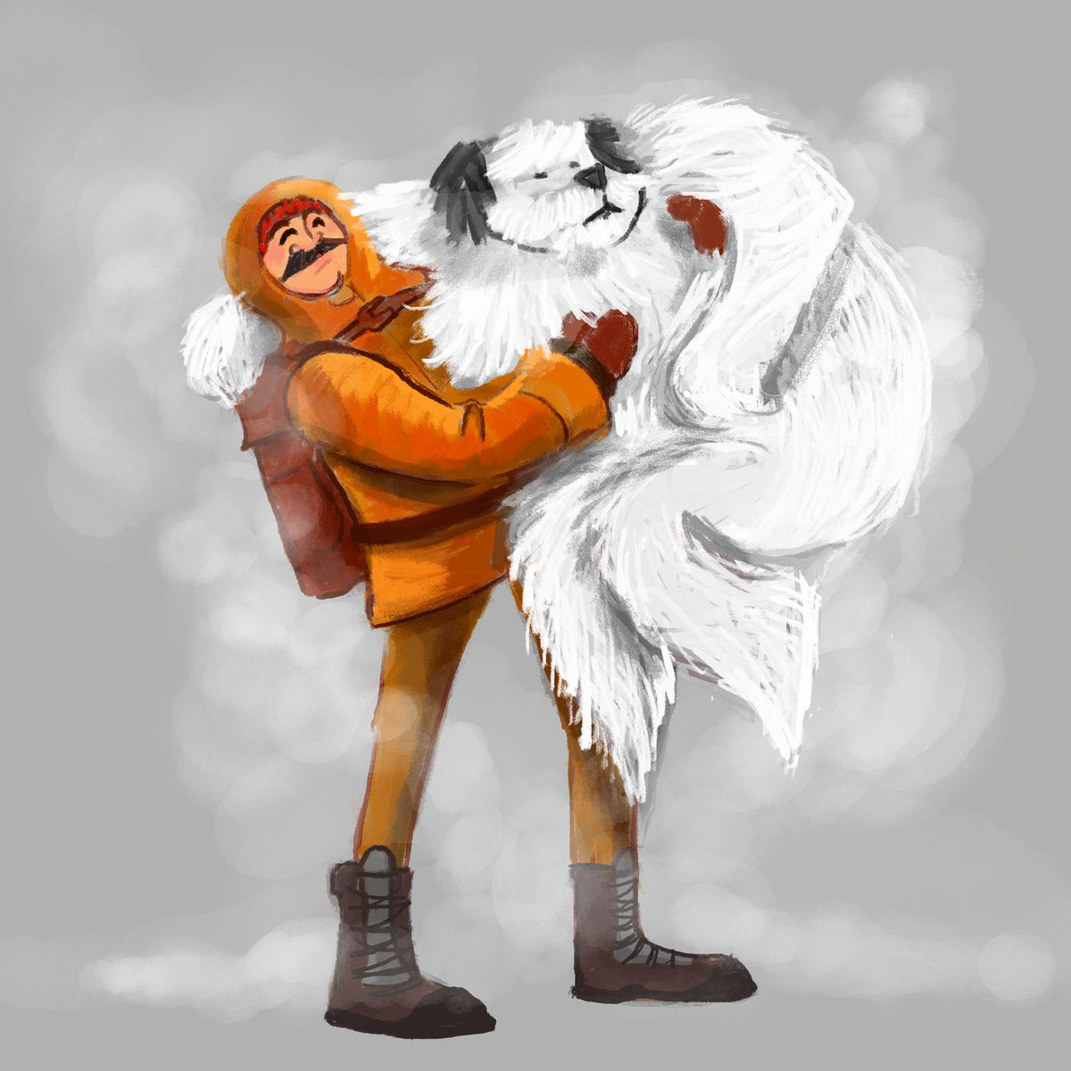 Winter Hug: Digital Illustration - Character Design Study.