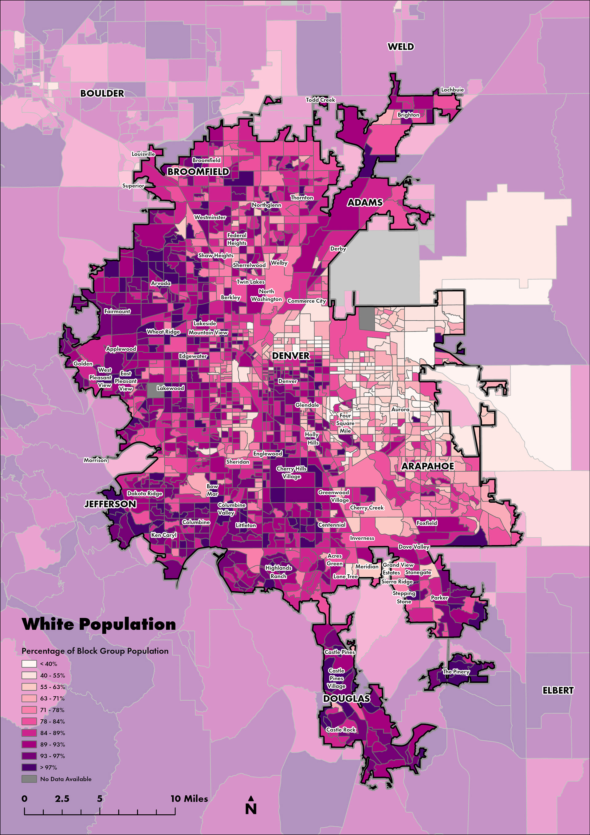 Map 8 The proportion of Block Group populations made up by White populations