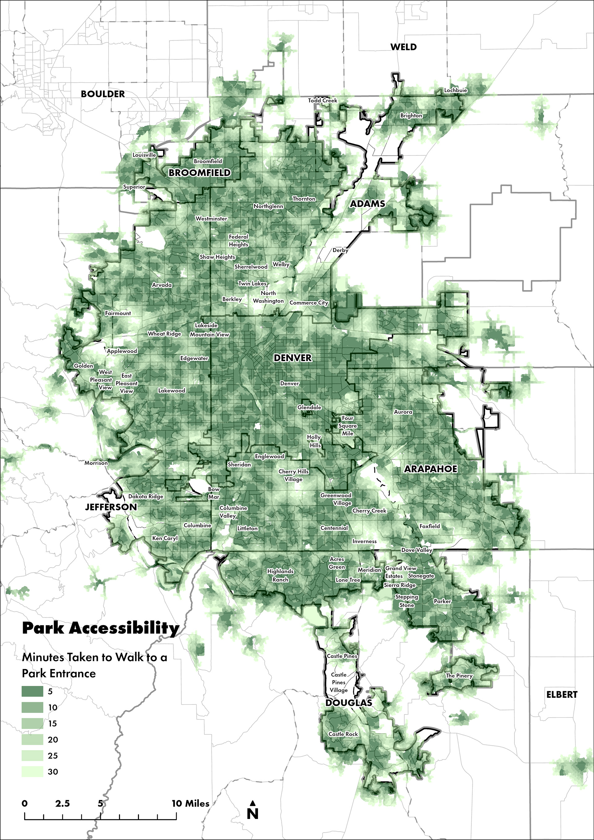Map 5 Walk-sheds for green space points of access