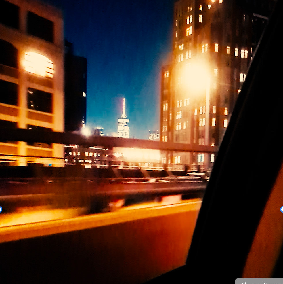 between the buildings