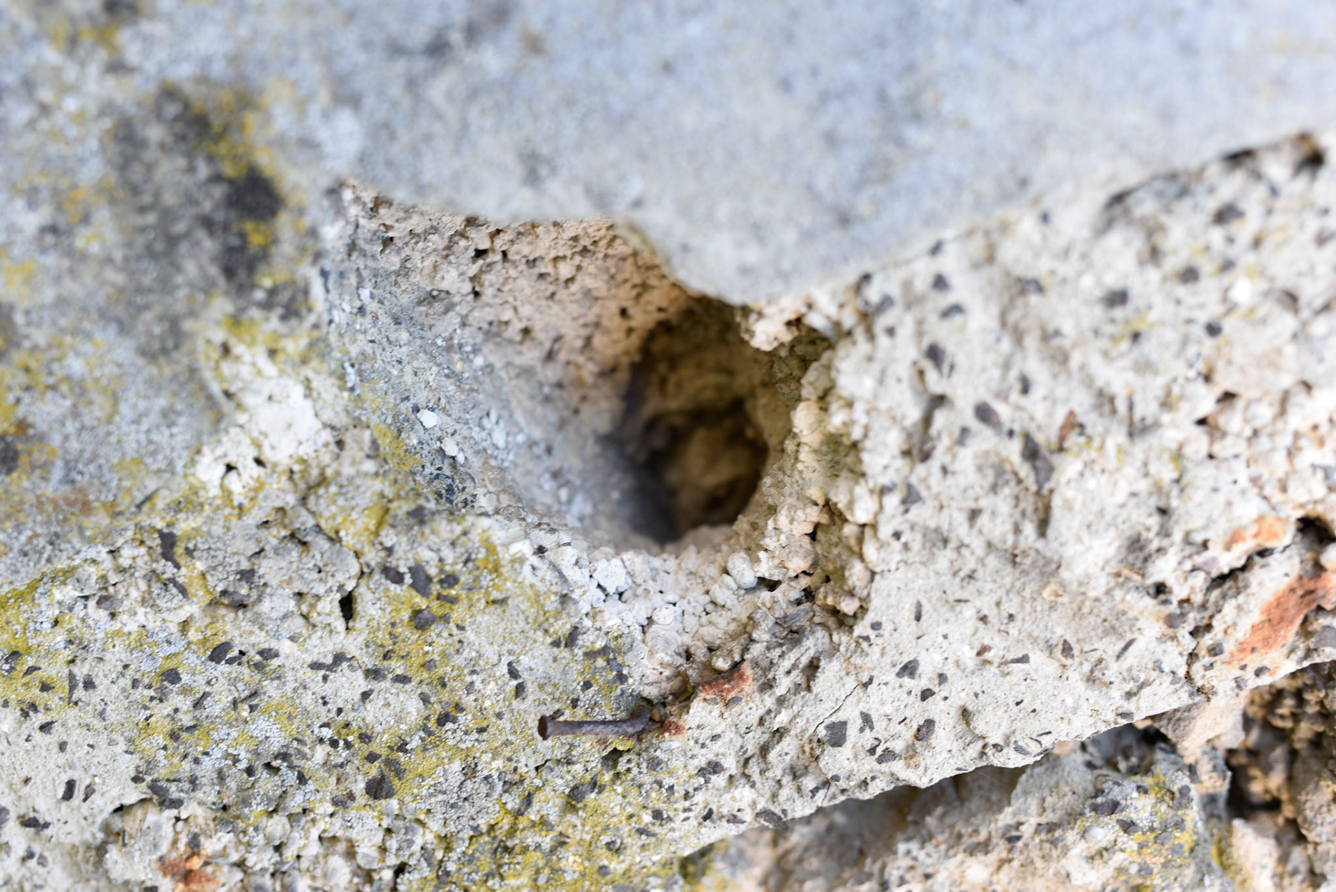WW2 hole with schrapnel
