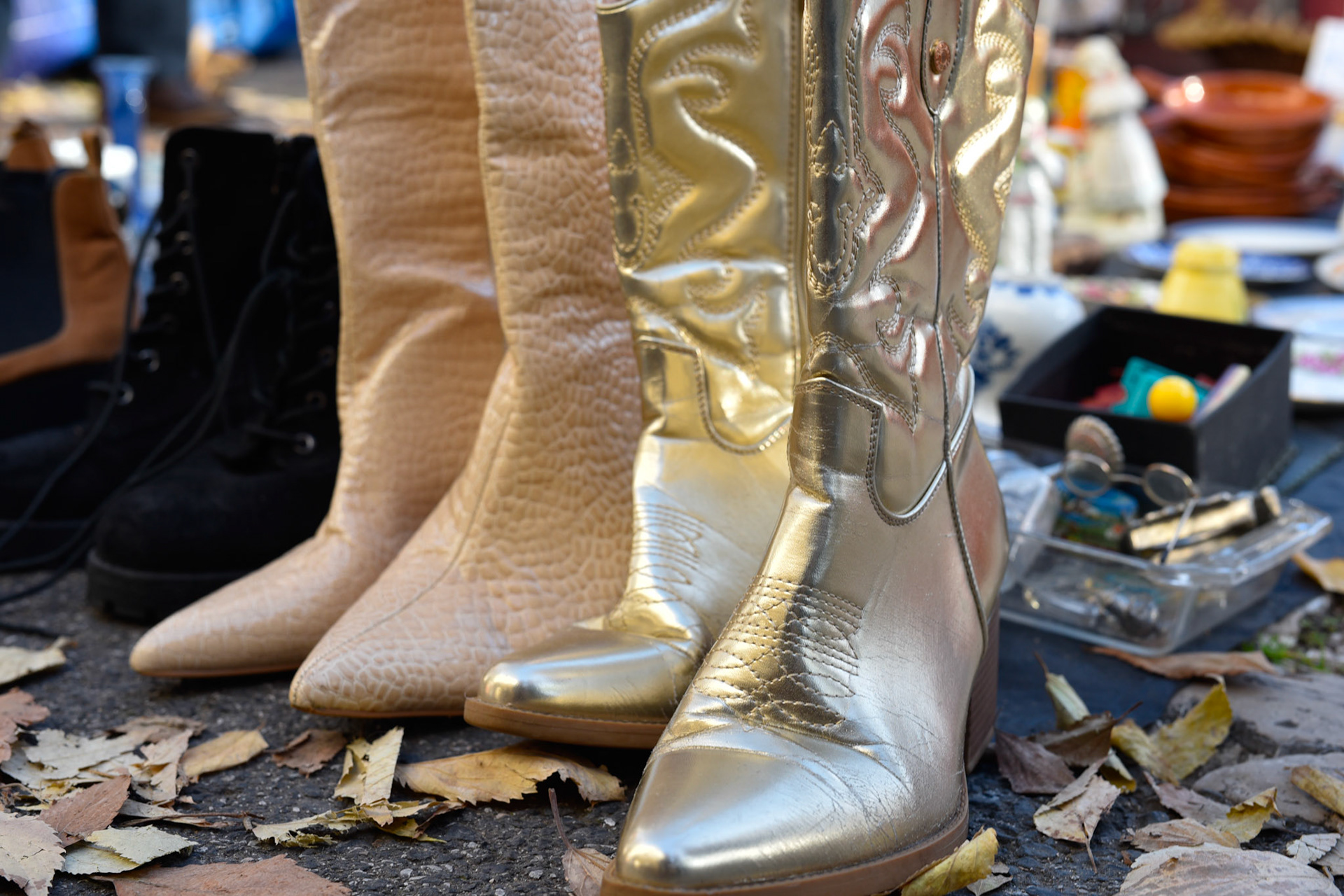 gold boots
