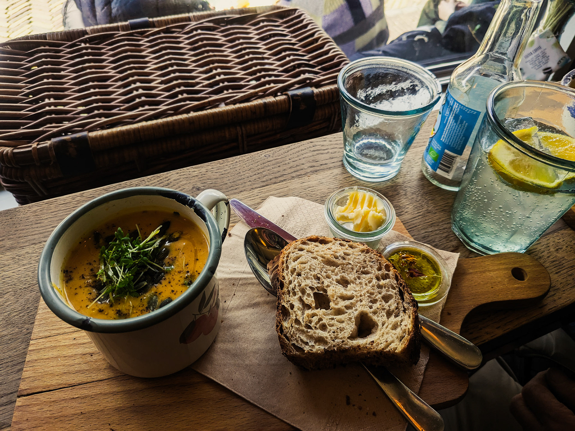 THE BEST SOUP! pumpkin miso, also the location where I lodt my bicycle key, yes they found it