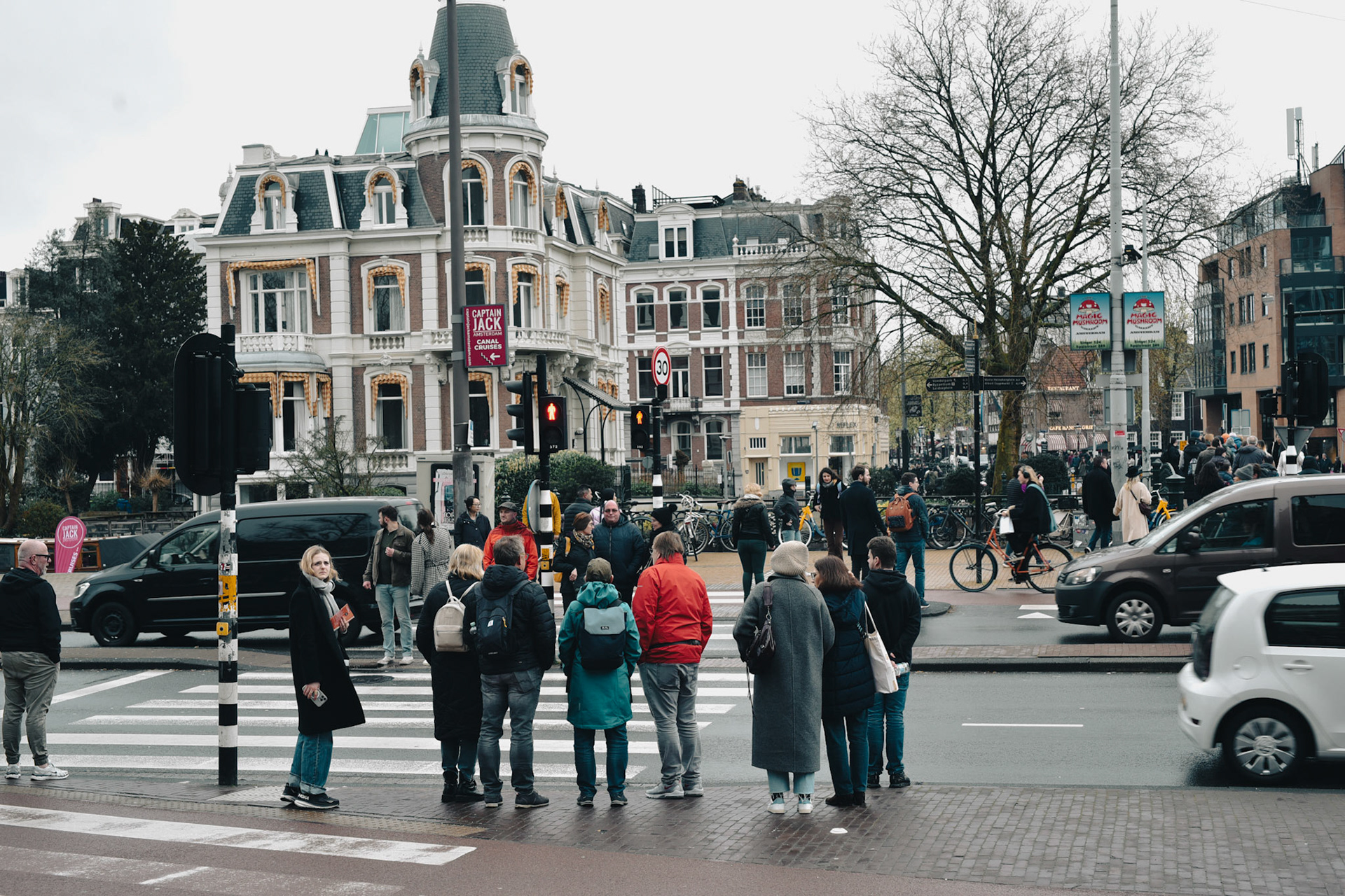 hard to cross the street together as a party of 9