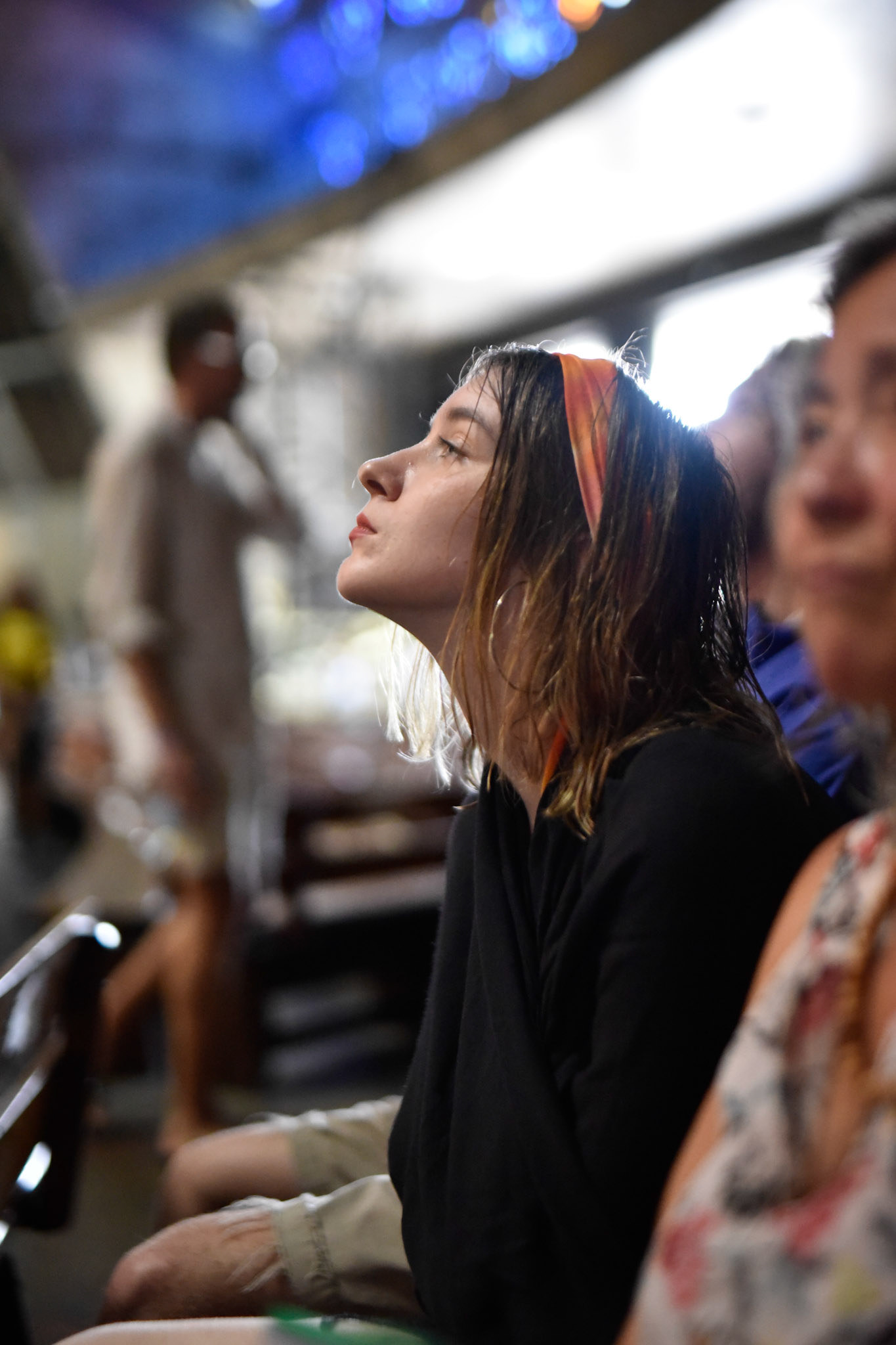 looking at the stained glass