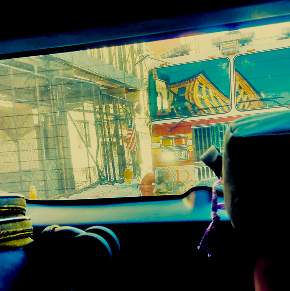 fire truck reflections
