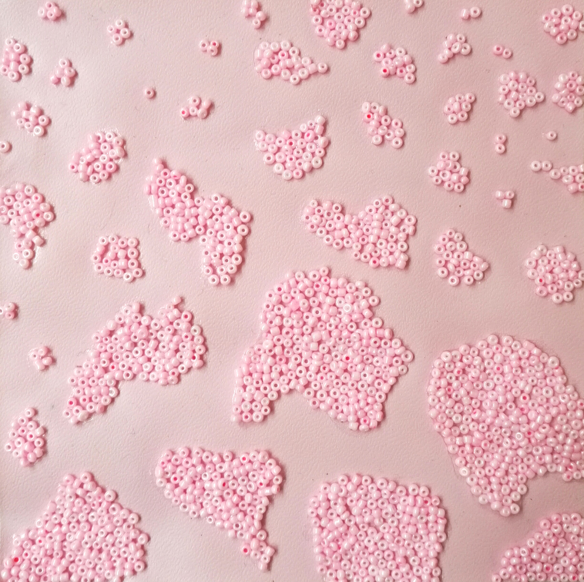 beads sticked on fake leather