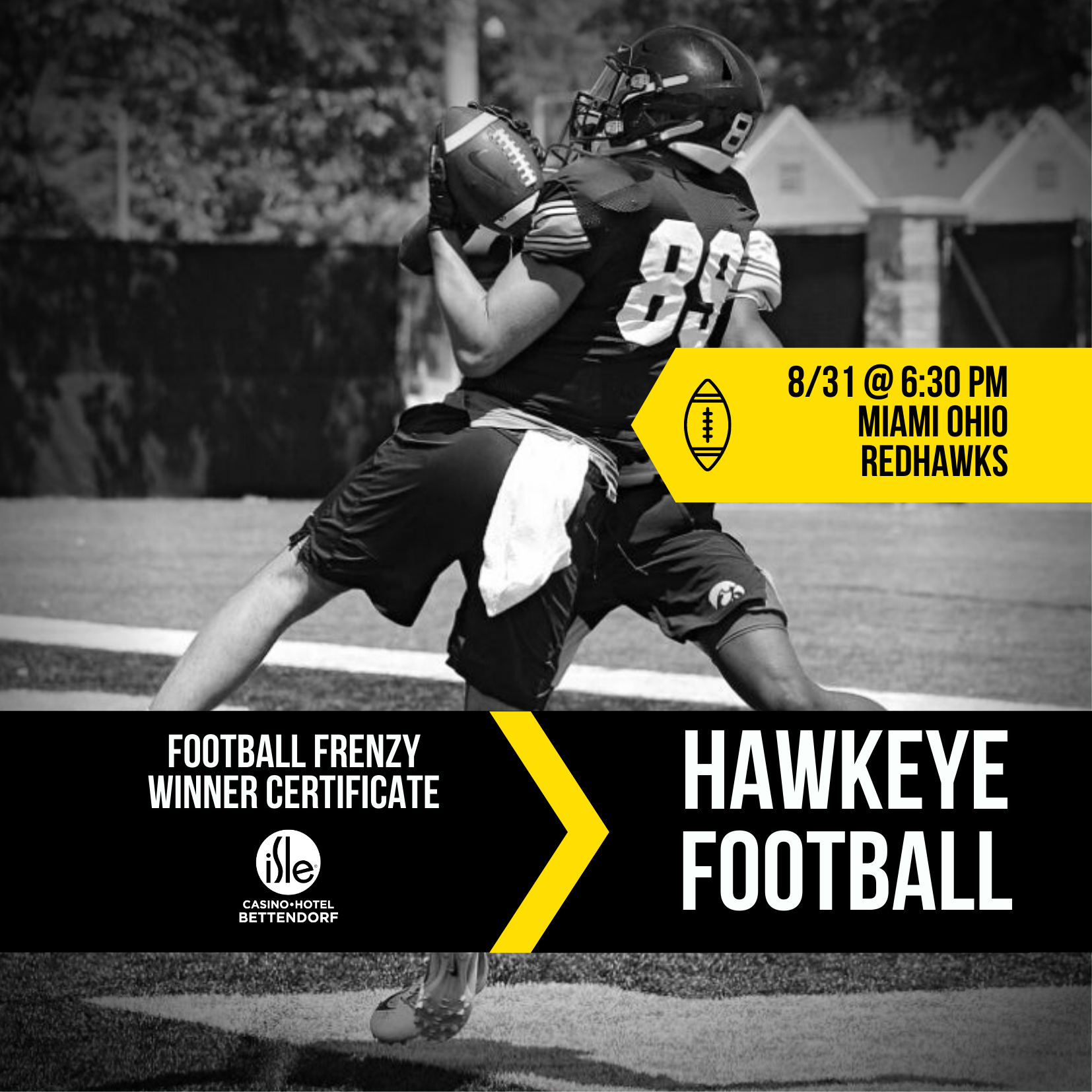 Front Side of the Football Frenzy Giveaway Vouchers