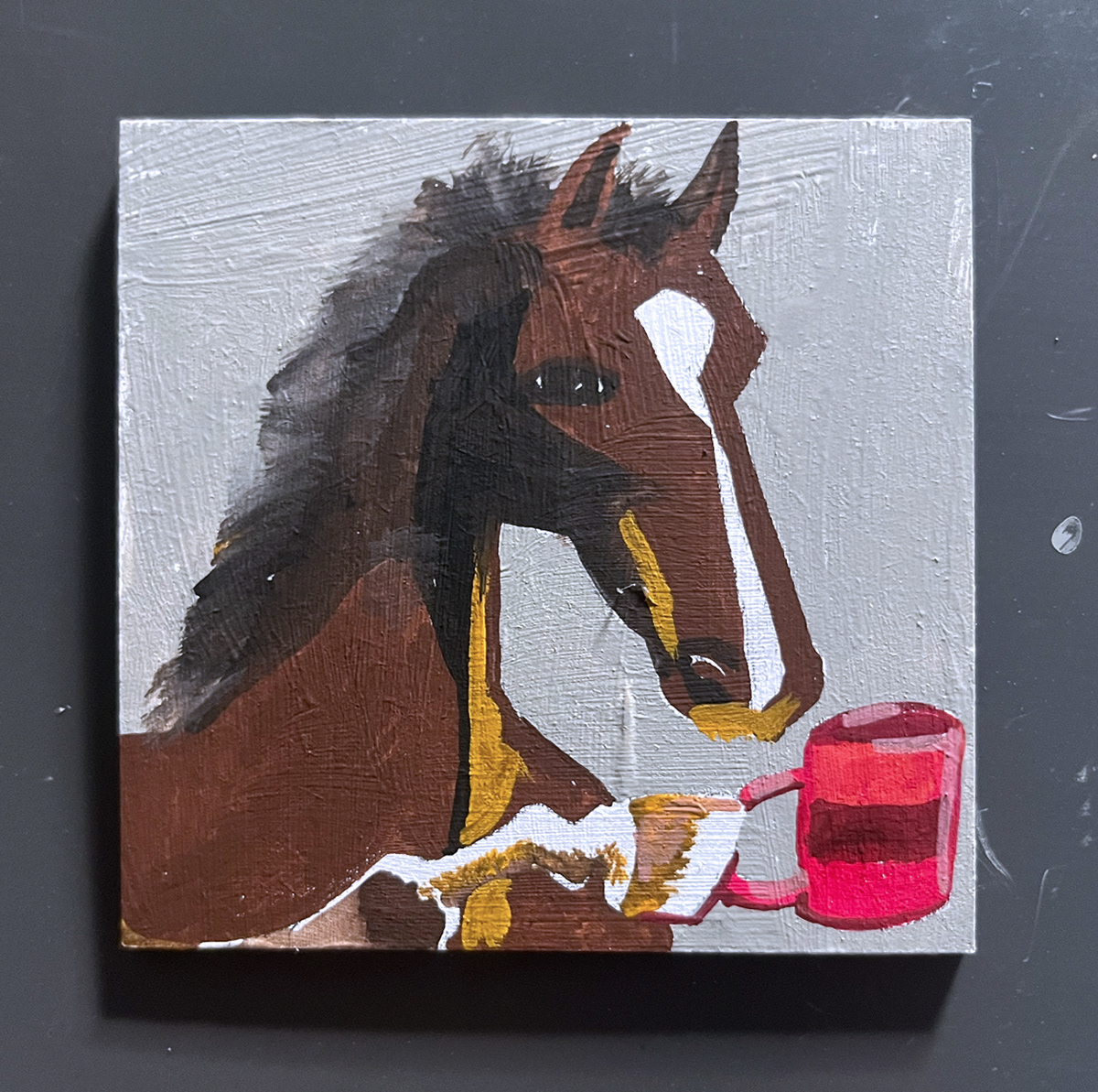 Horse with mug