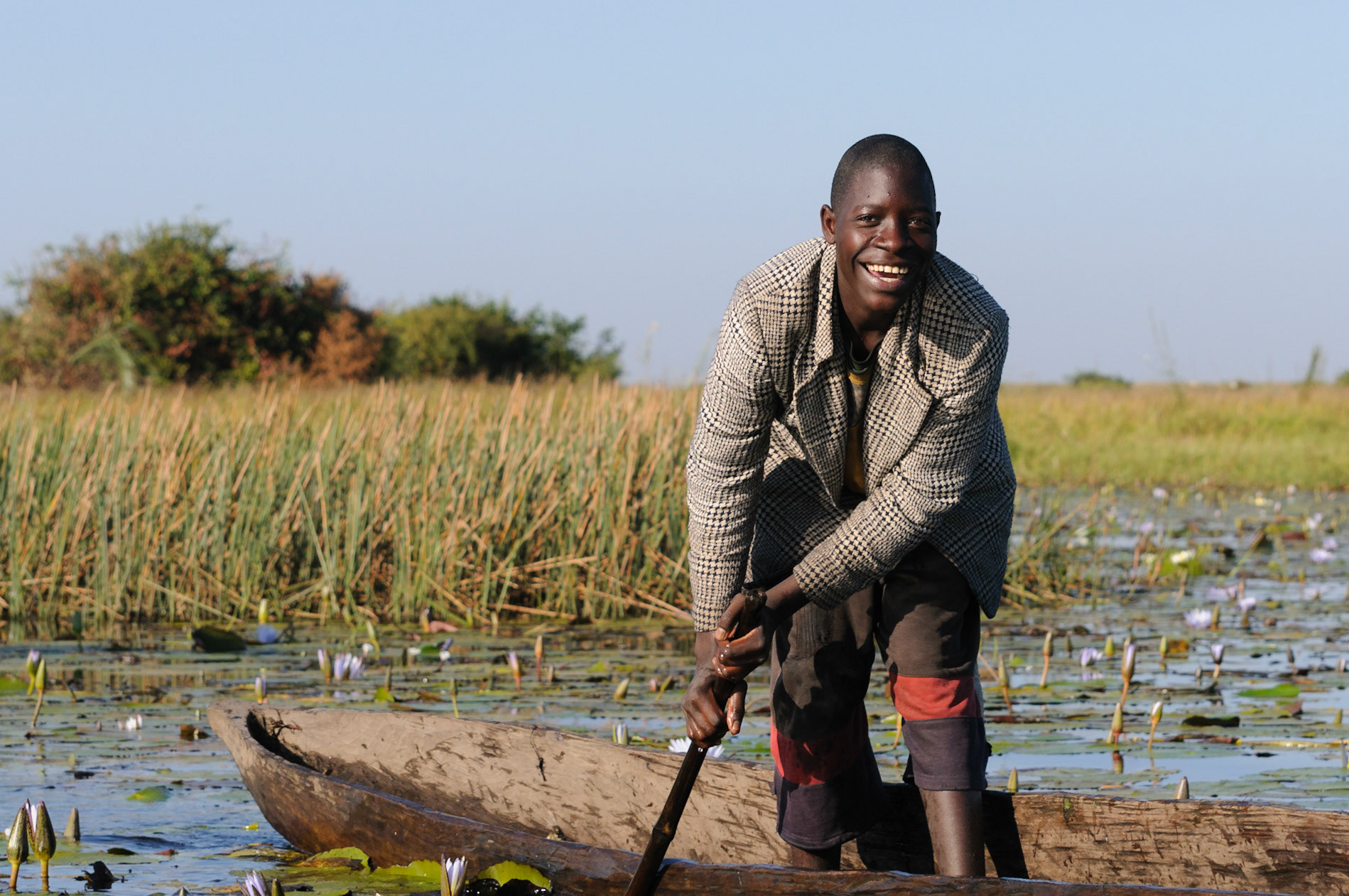 Happy fisherman, Bangweulu wetlands