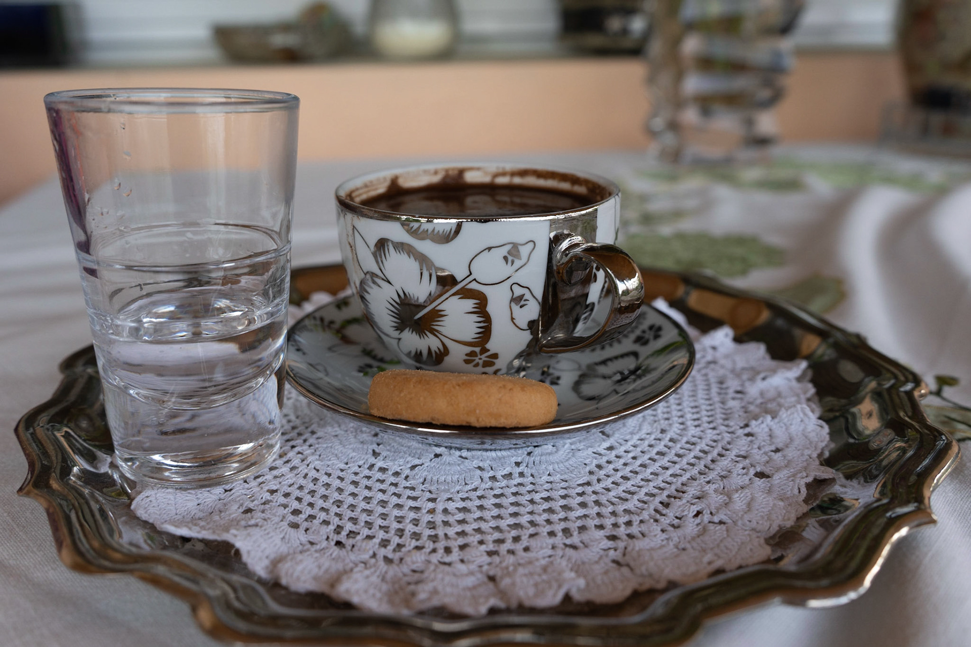 Early morning Turkish coffee and raki (45%)