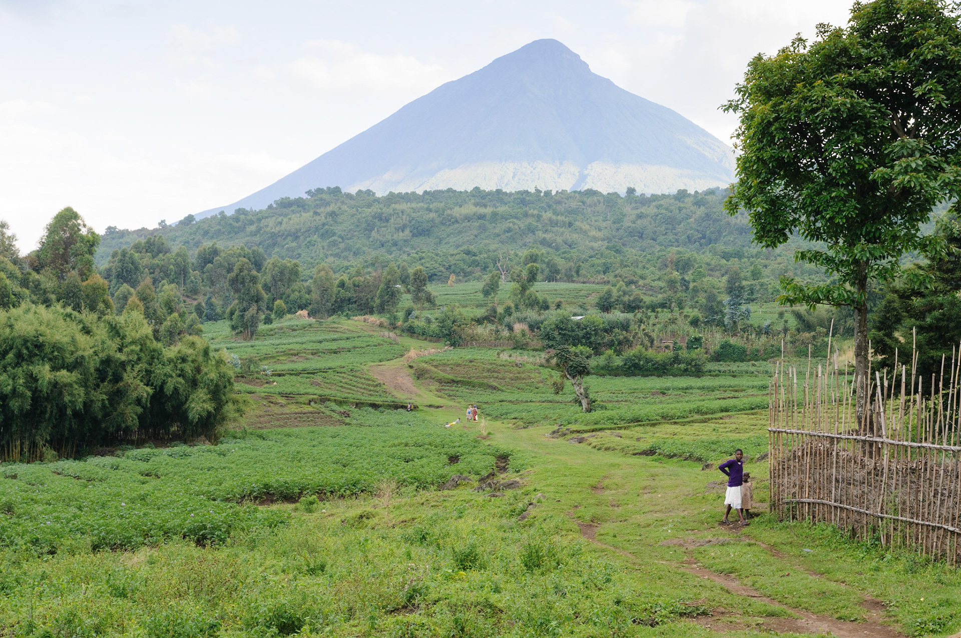 Ntebeko, and Muhavura volcano in its backdrop