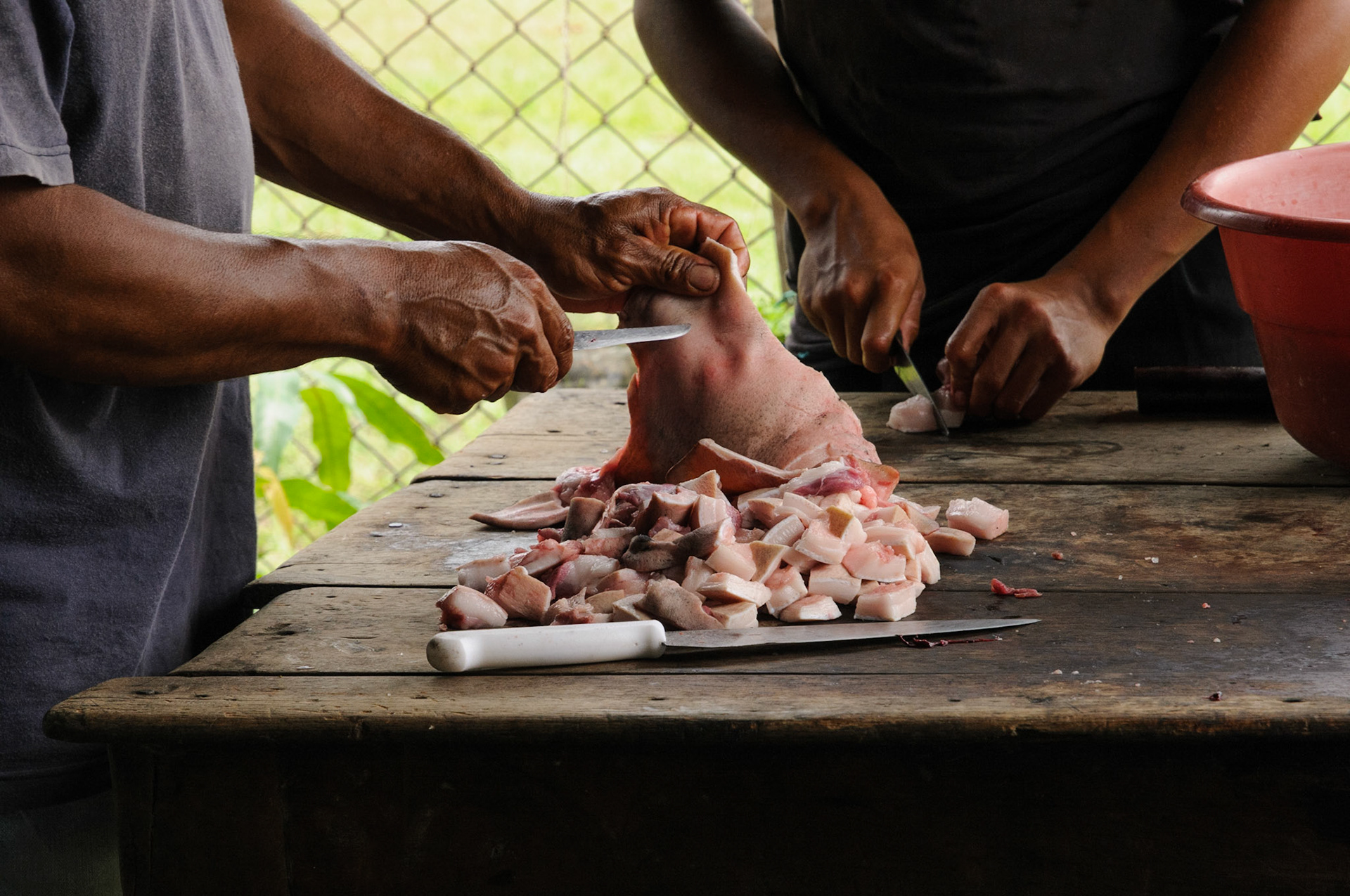 Preparing pig meat, Casanare
