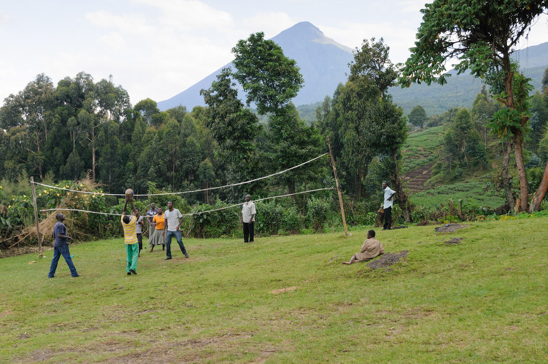 Playing volleyball, Ntebeko