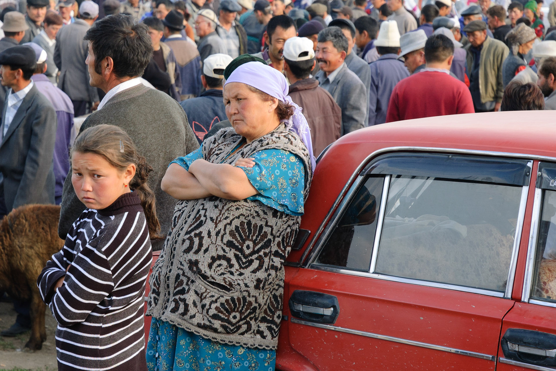 waiting at animal market, Karakol