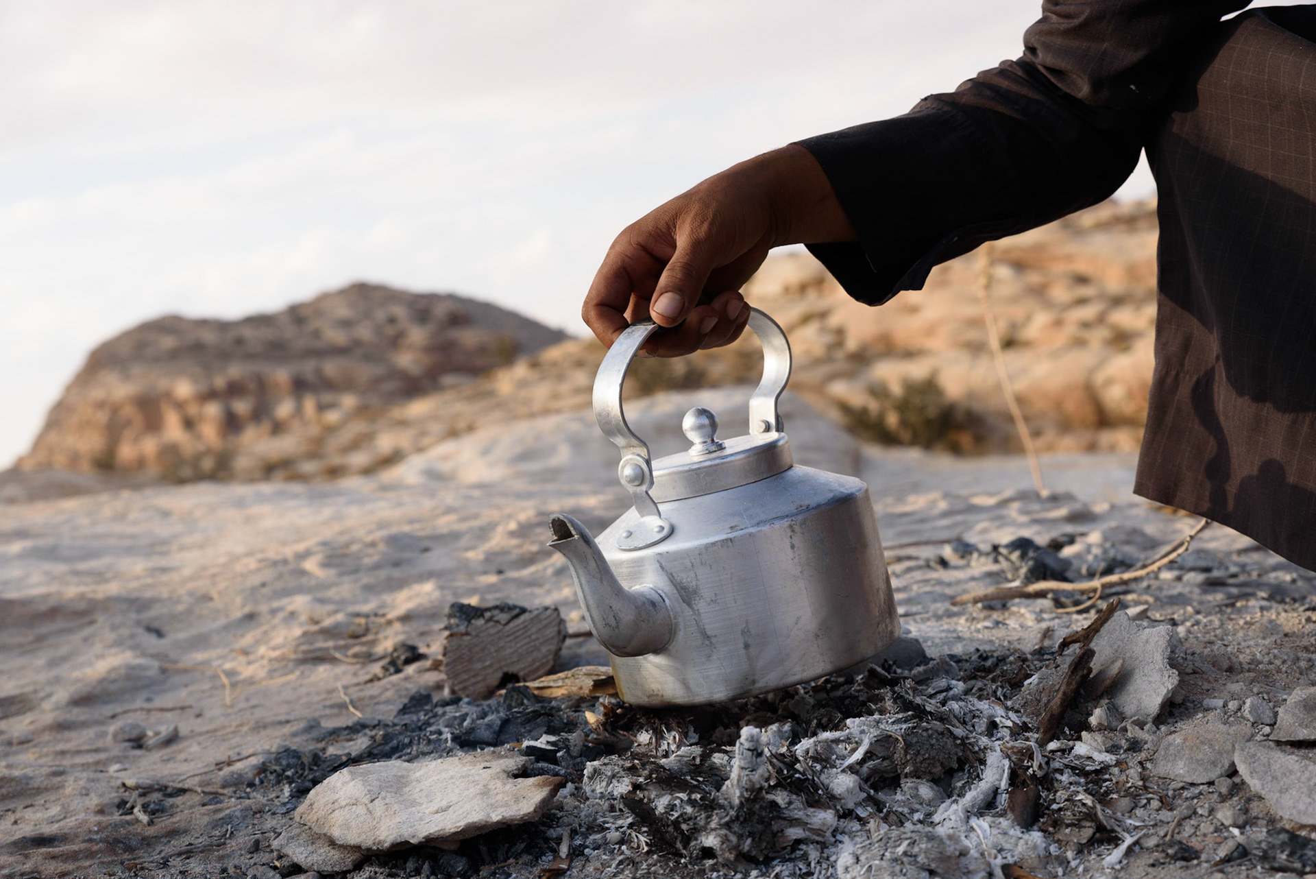 Setting up camp for the night, Ma'an area