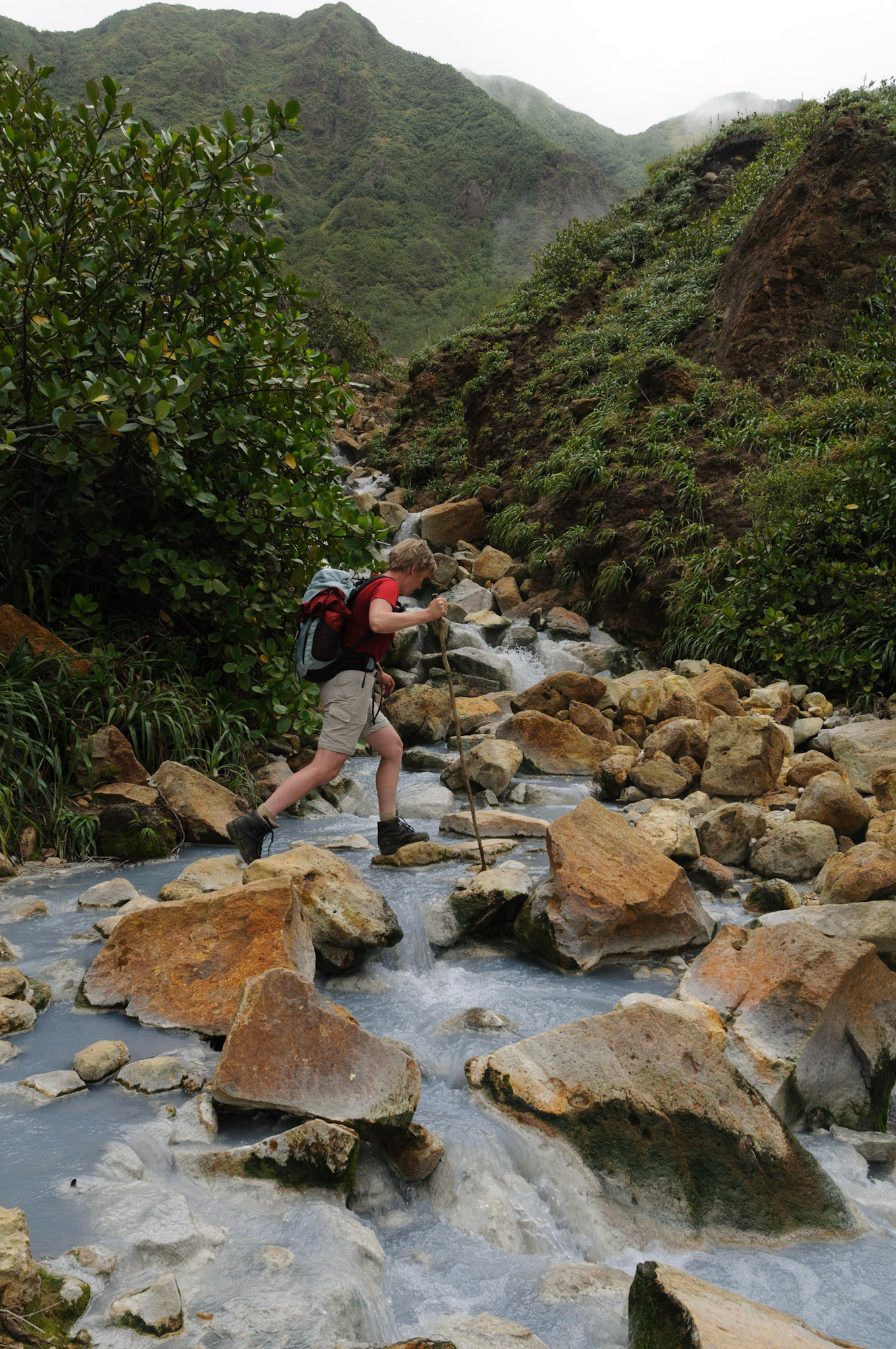 Carefully crossing a boiling river
