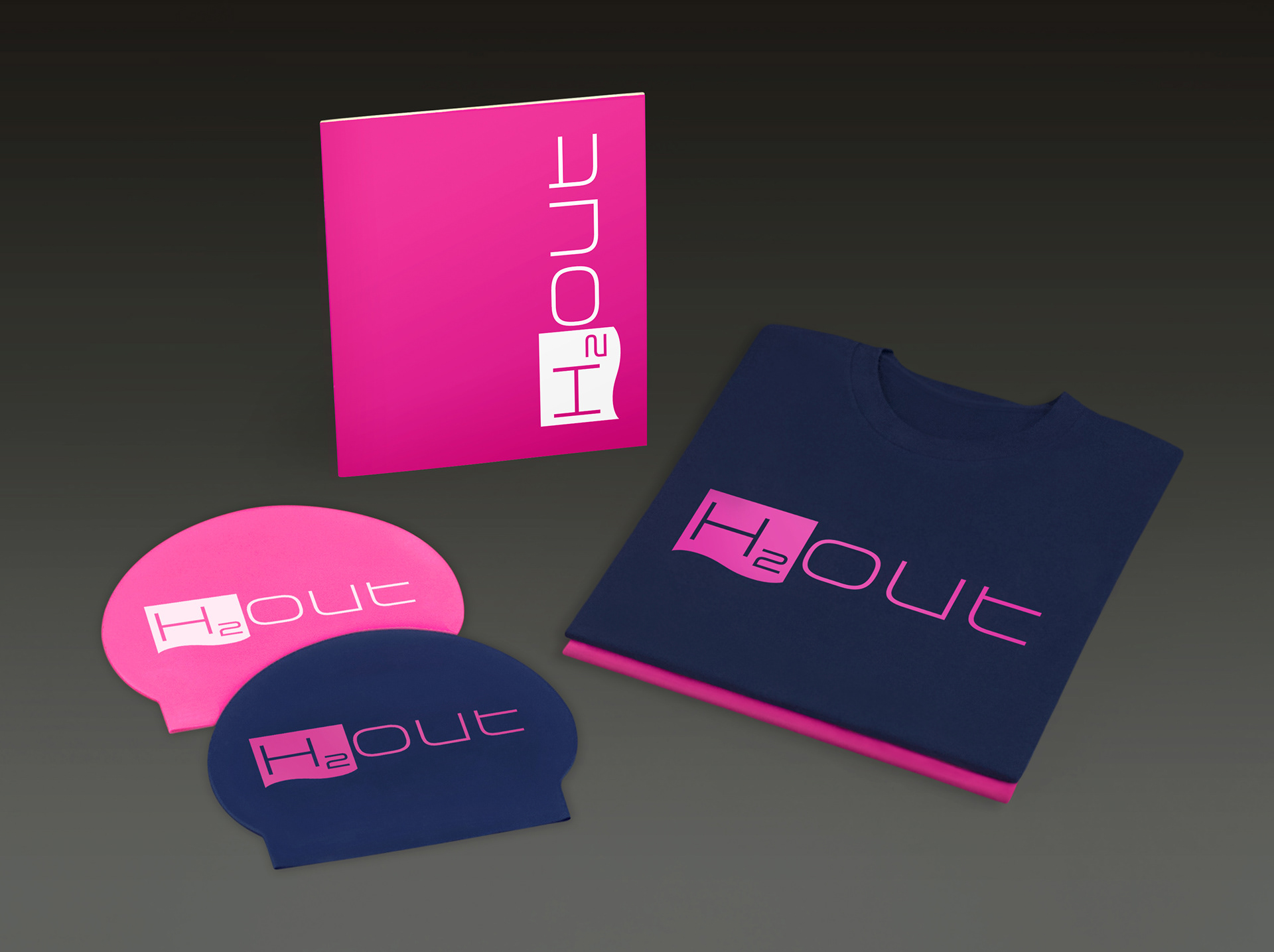 H2out swim caps, program, t-shirts