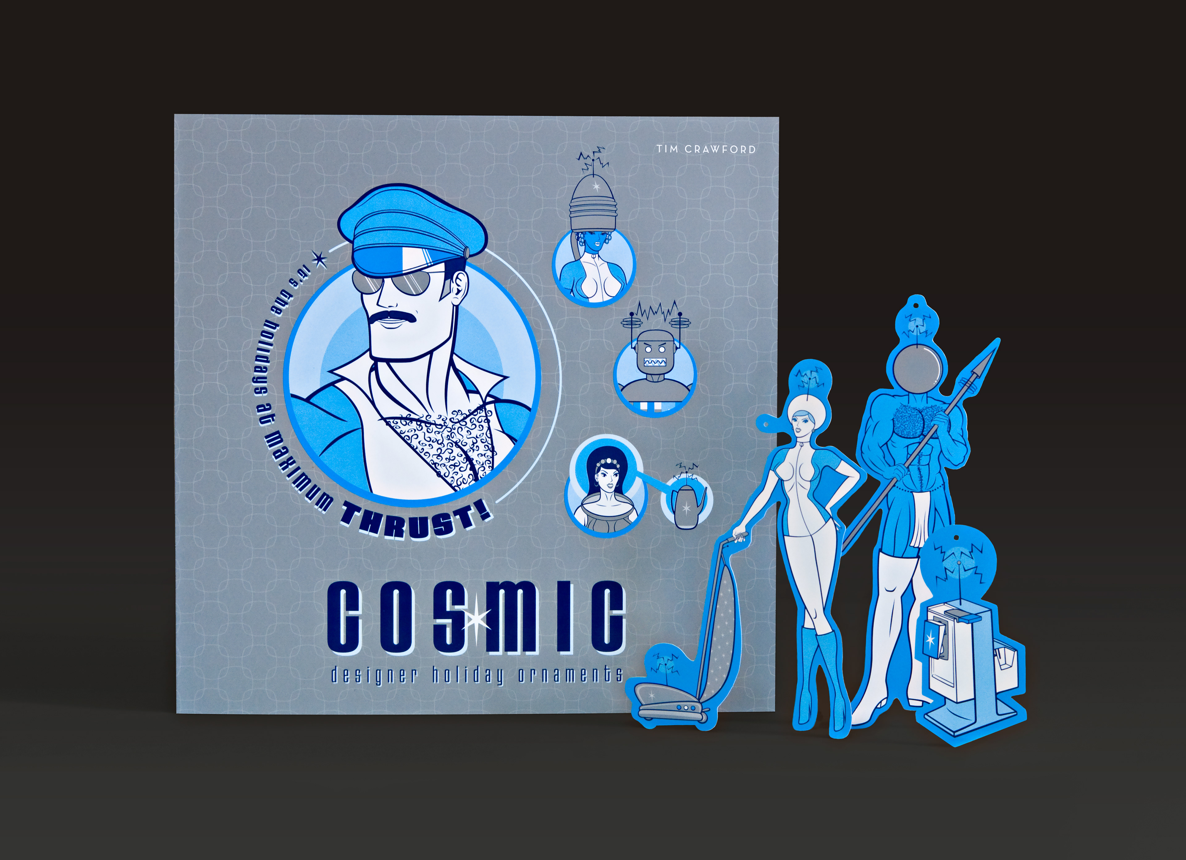 Cosmic Designer Holiday Ornaments punch-out gift set/self-promo mailer