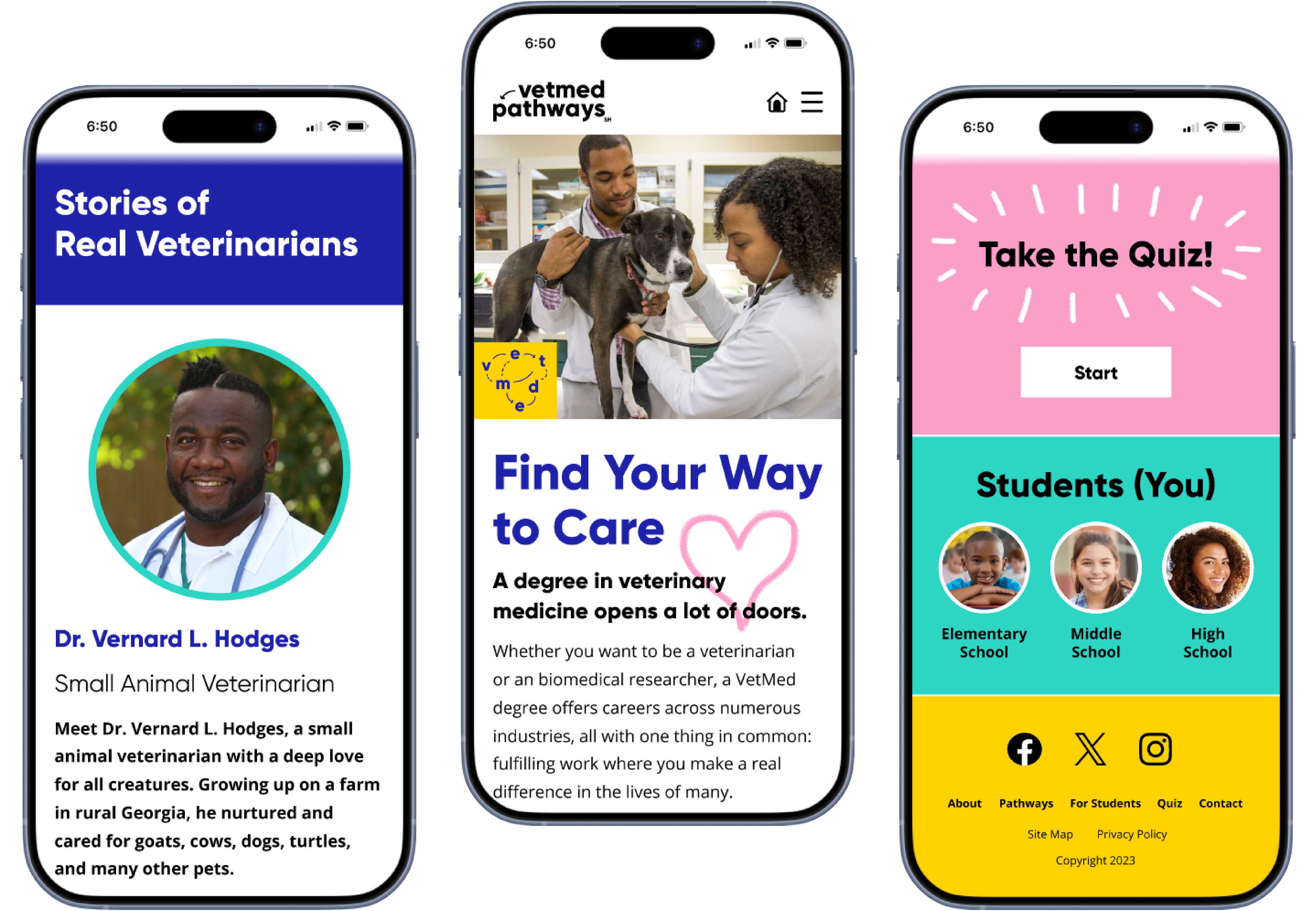vetmed pathways mobile site displayed on three mobile devices