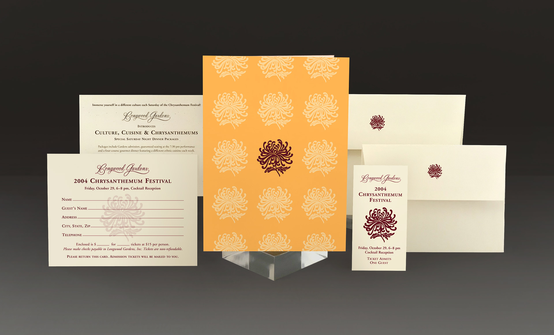 Chrysanthemum Festival reception invitation package for Longwood Gardens