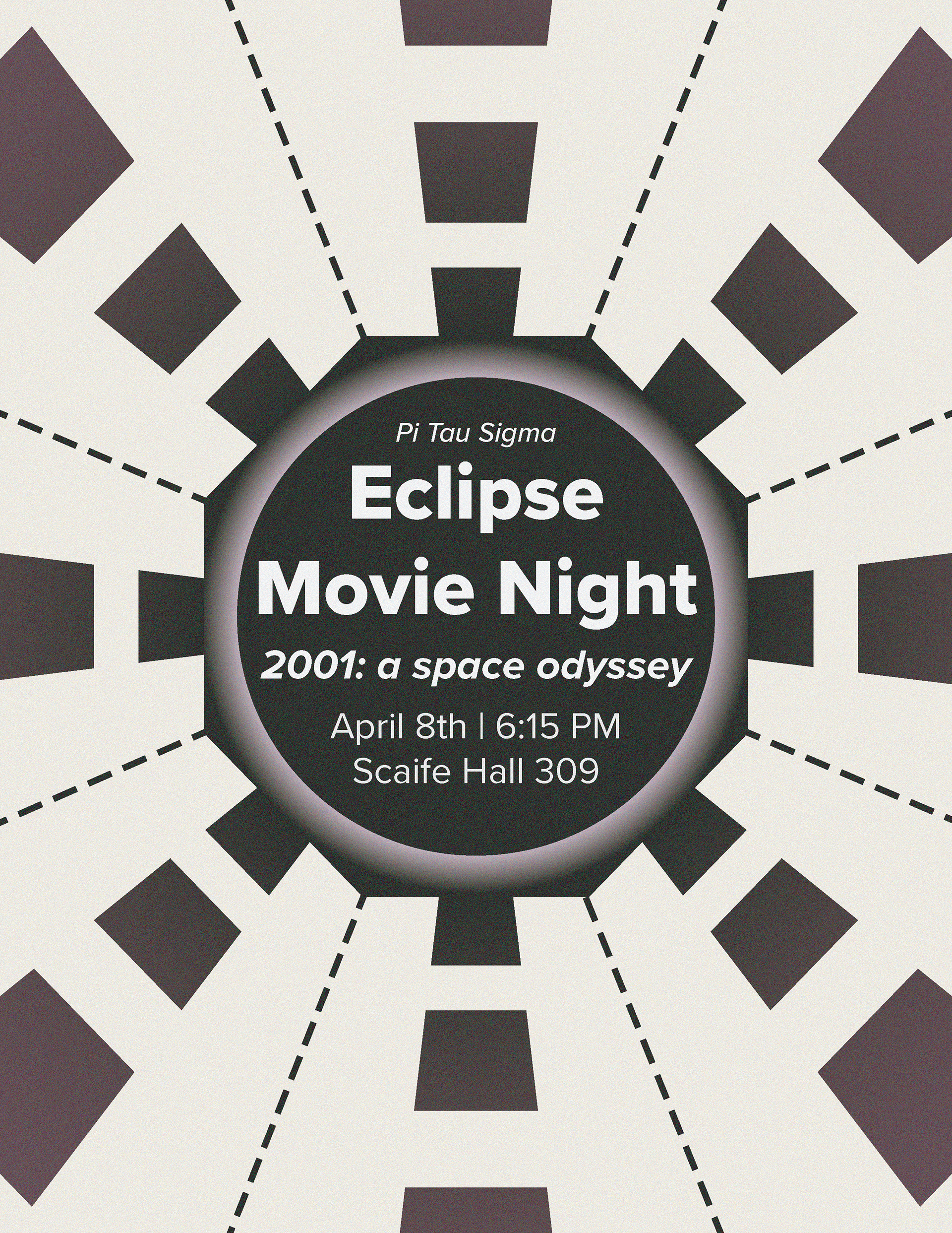 After the 2024 Eclipse, Pi Tau Sigma (the Mechanical Engineering Society) held a movie night. We showed 2001: a space odyssey as it there is an eclipse in the movie.