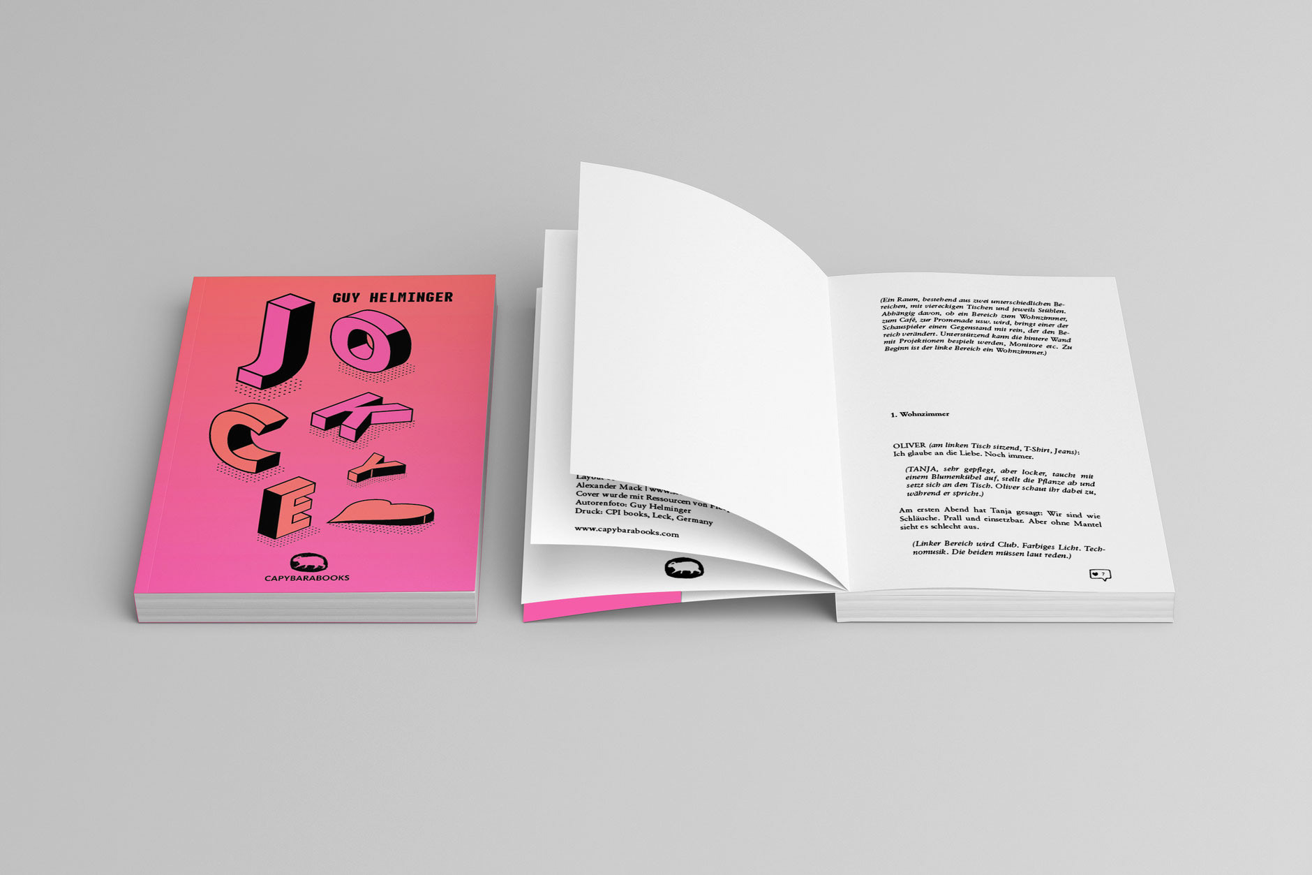 Buchgestaltung und Illustration Umschlag und Innen für das Stück Jockey