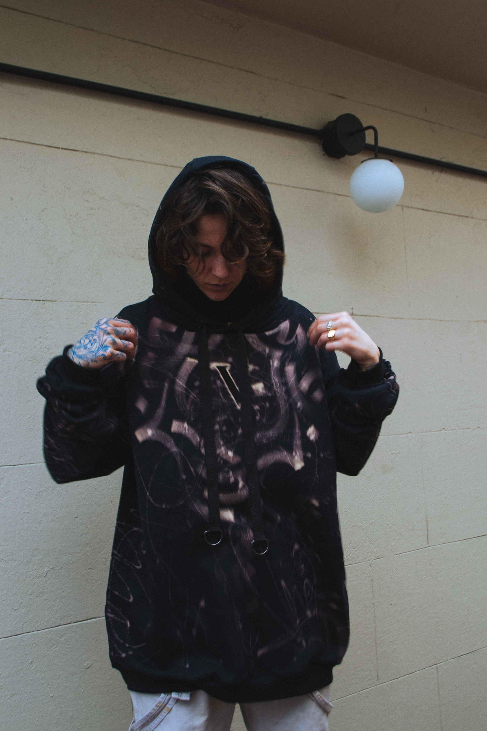Bleach panting over 100% cotton hoodie