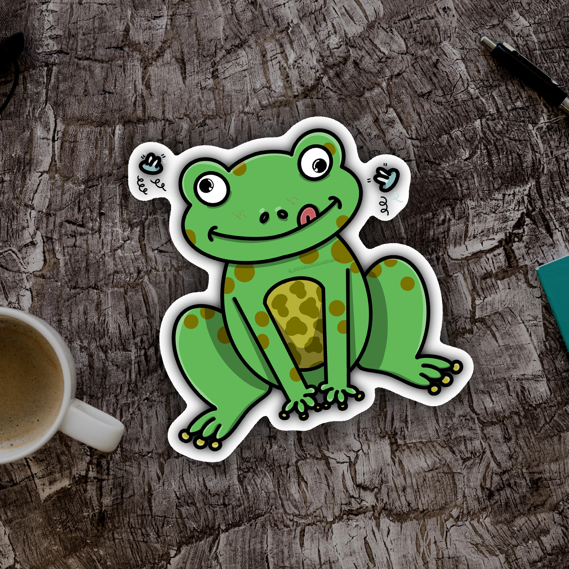 Frog with Flies (Procreate + Adobe Software)