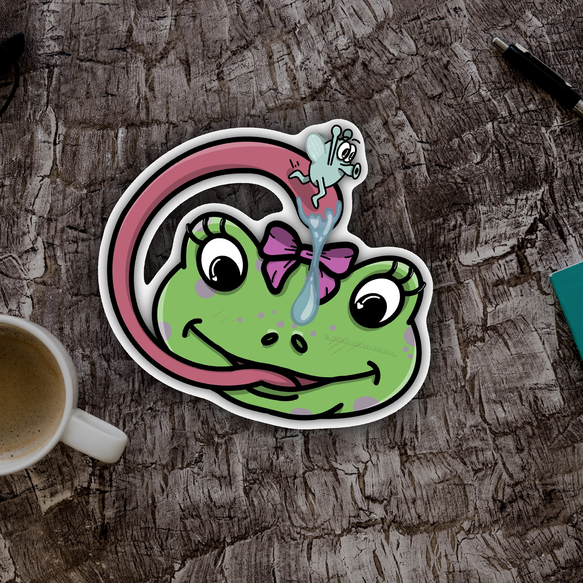 Frog with Fly 'Friend' (Procreate + Adobe Software)