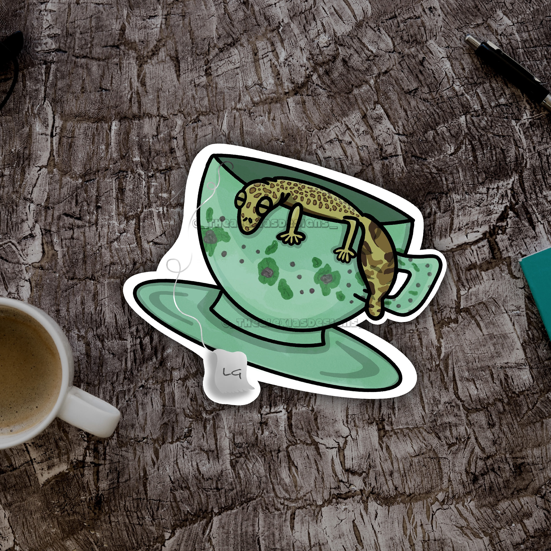 Leopard Gecko in Teacup (Procreate + Adobe Software)
