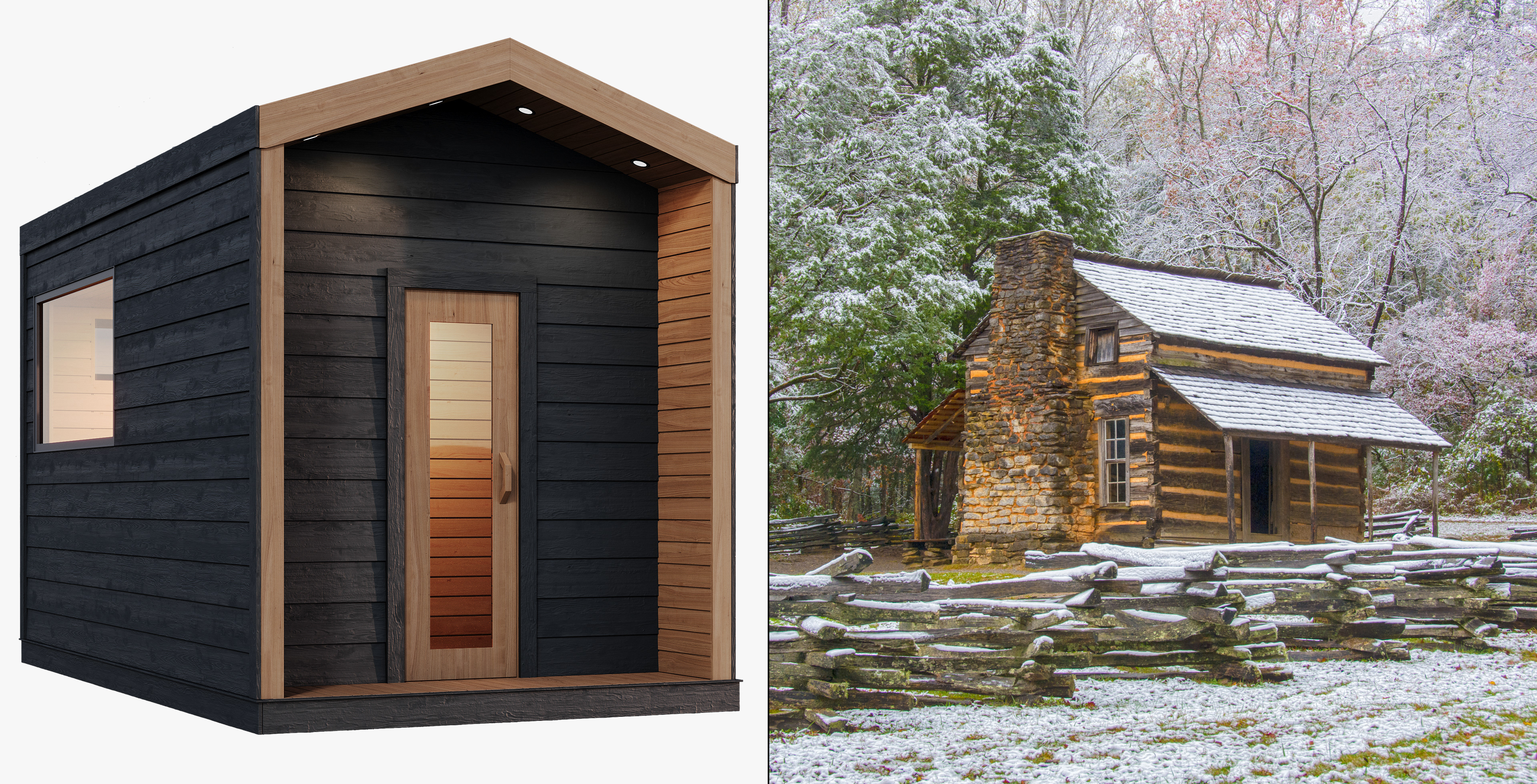Sauna, photo editing, photo manipulation, lifestyle image, photoshop sauina into nature, landscape, photo composite