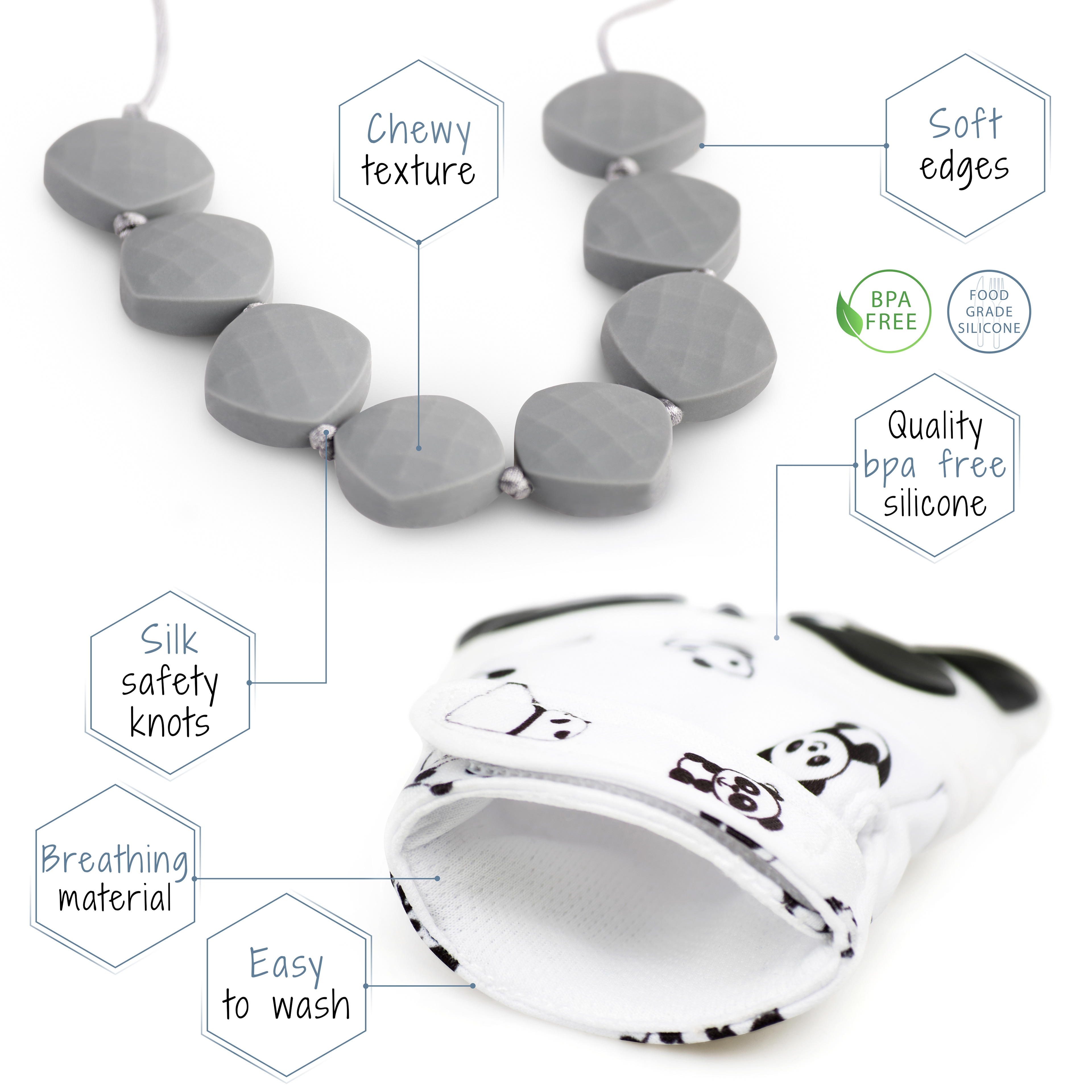 Amazon infographic for product features of baby glove.