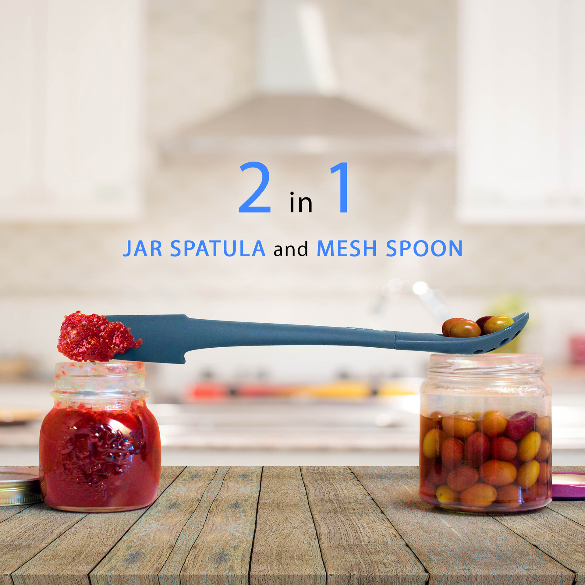 Amazon infographic for product features of spatula/spoon.