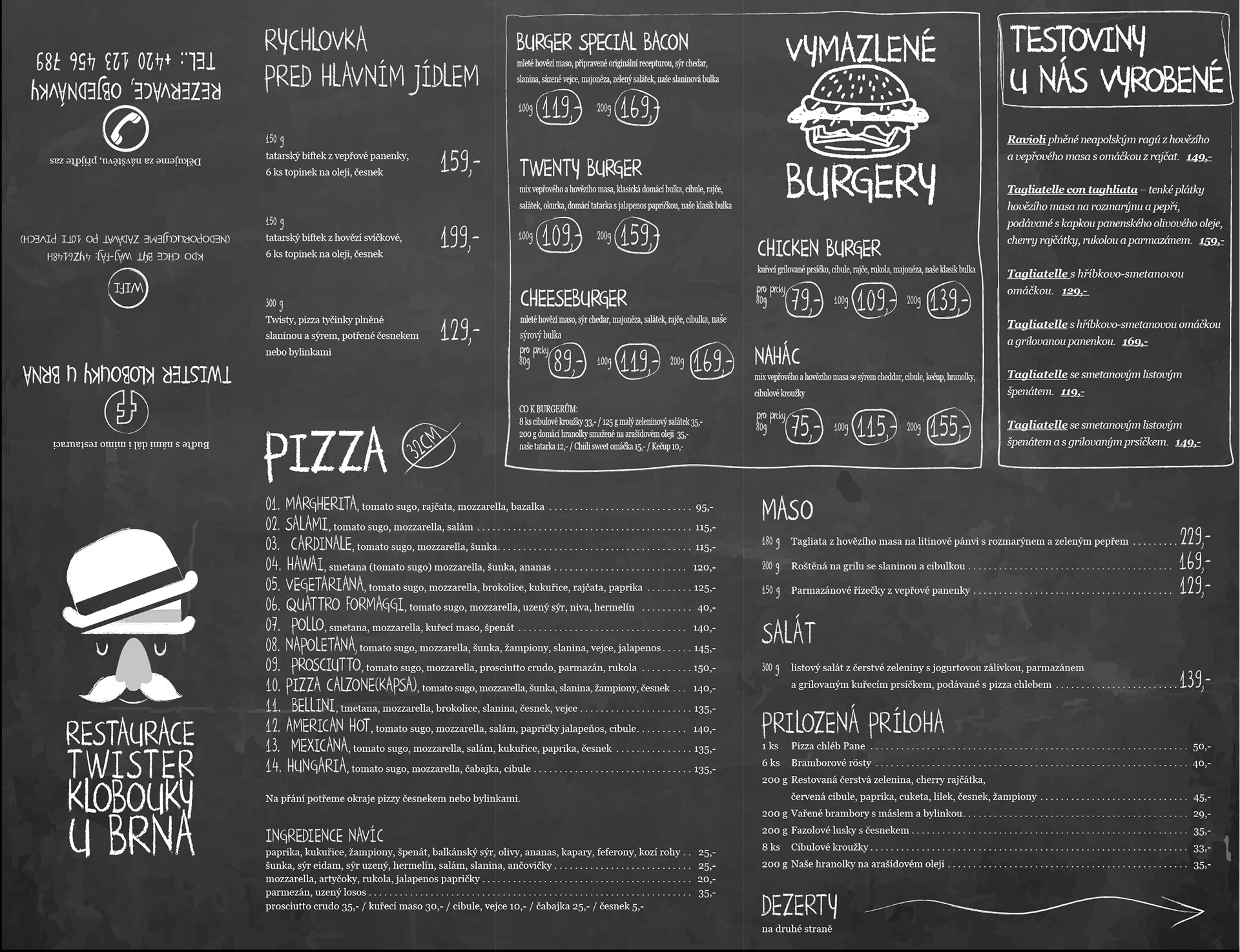 menu restaurace Twister