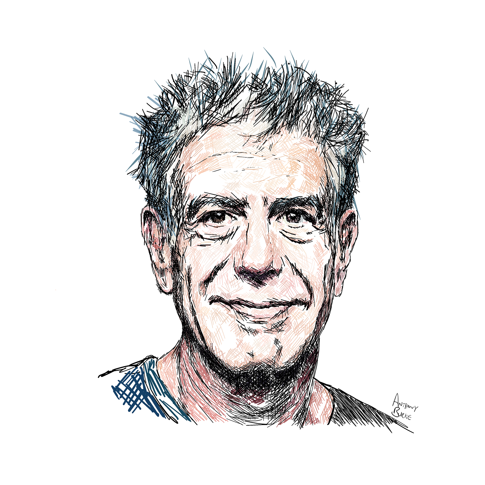 Anthony Bourdain Portrait, Adobe Fresco, 2020