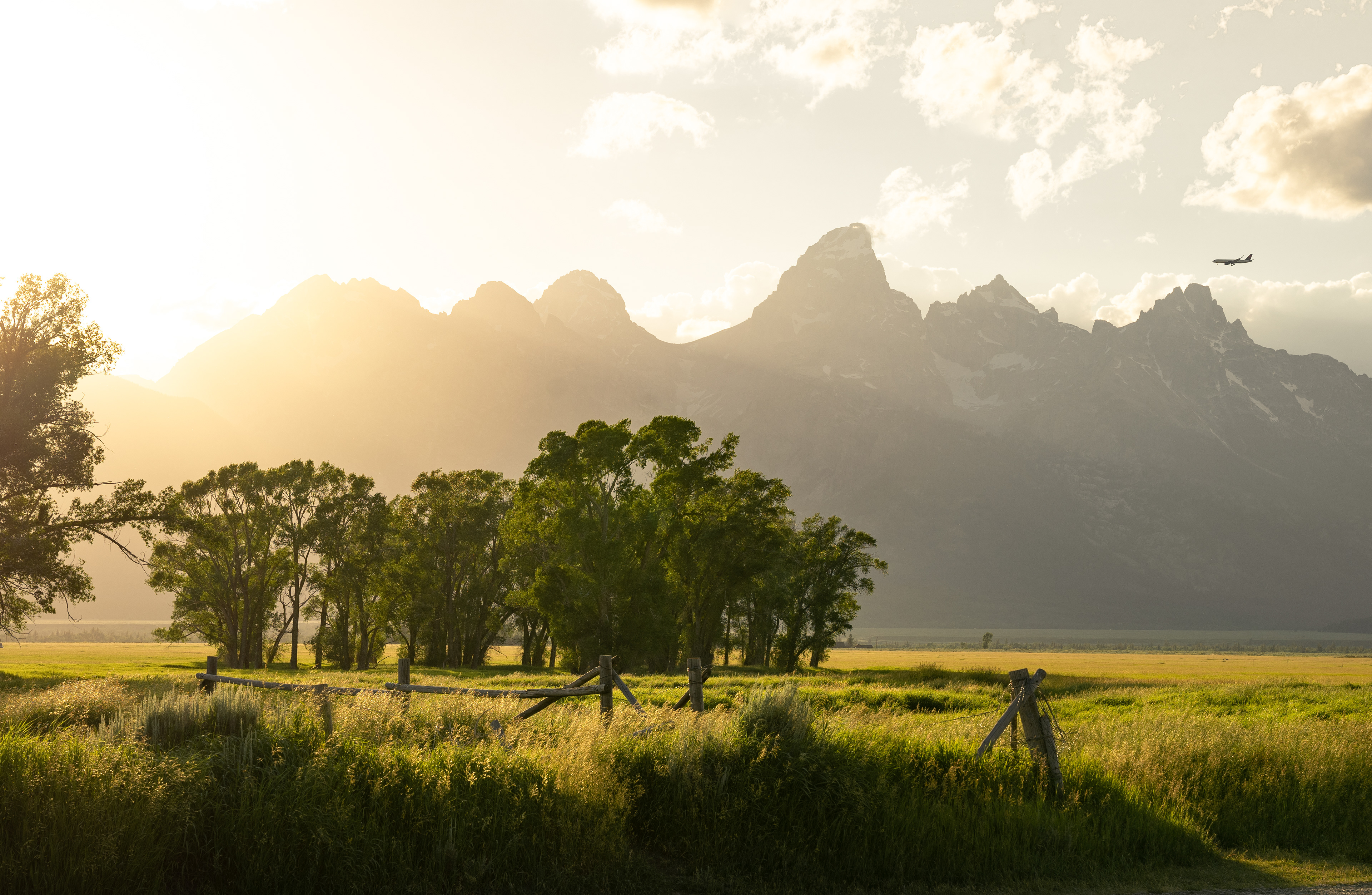 Southwest Airlines flying just below the almighty Grand Teton. Grand Teton Nationl Park