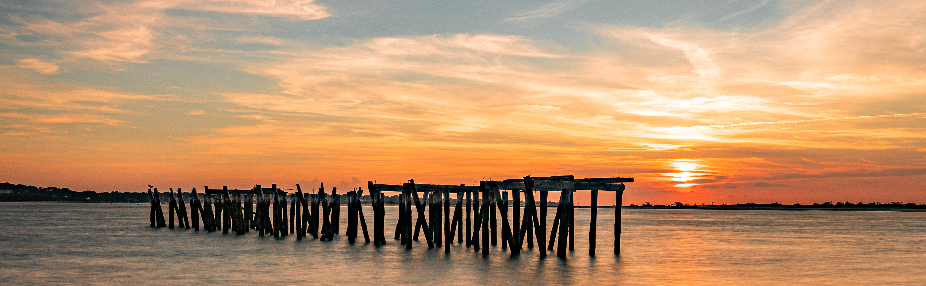 What's left of an old pier in Port Jefferson, NY