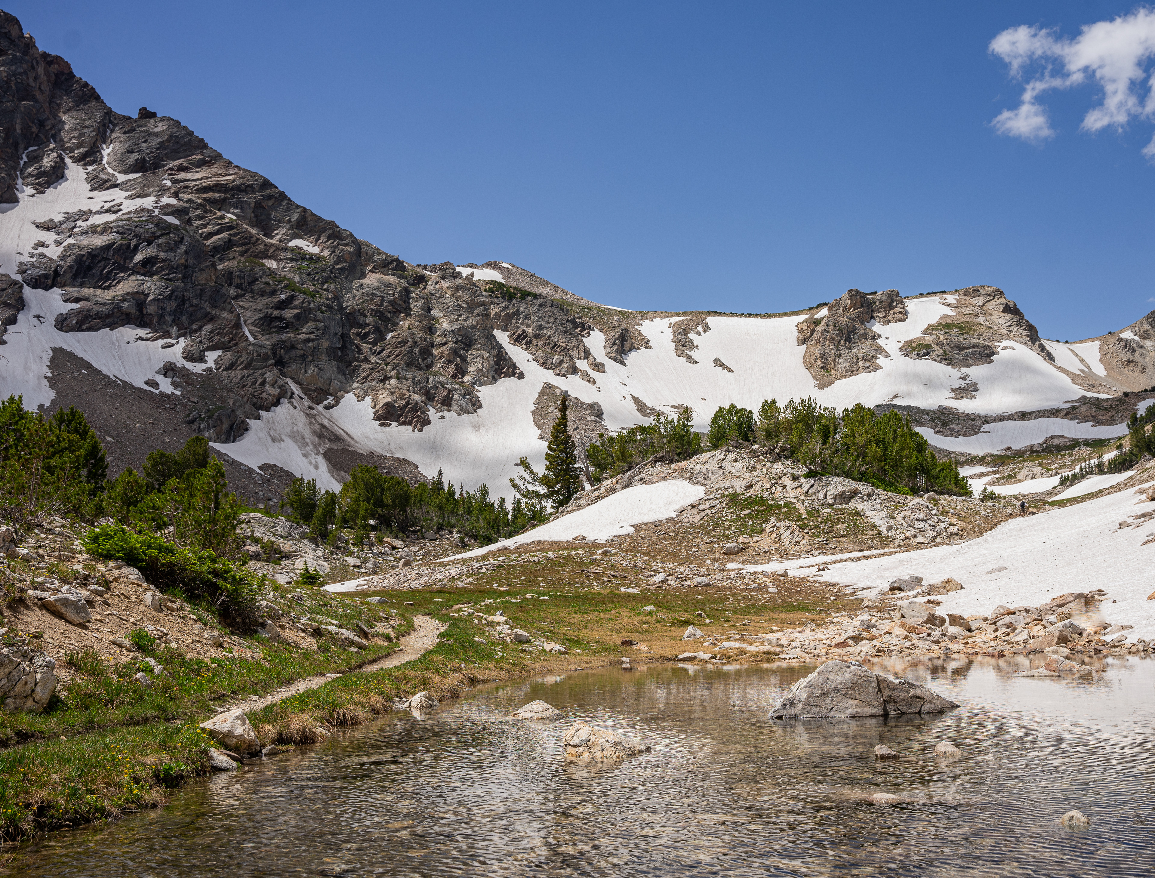 An alpine pond along the Paintbrush Divide Trail. Grand Teton National Park